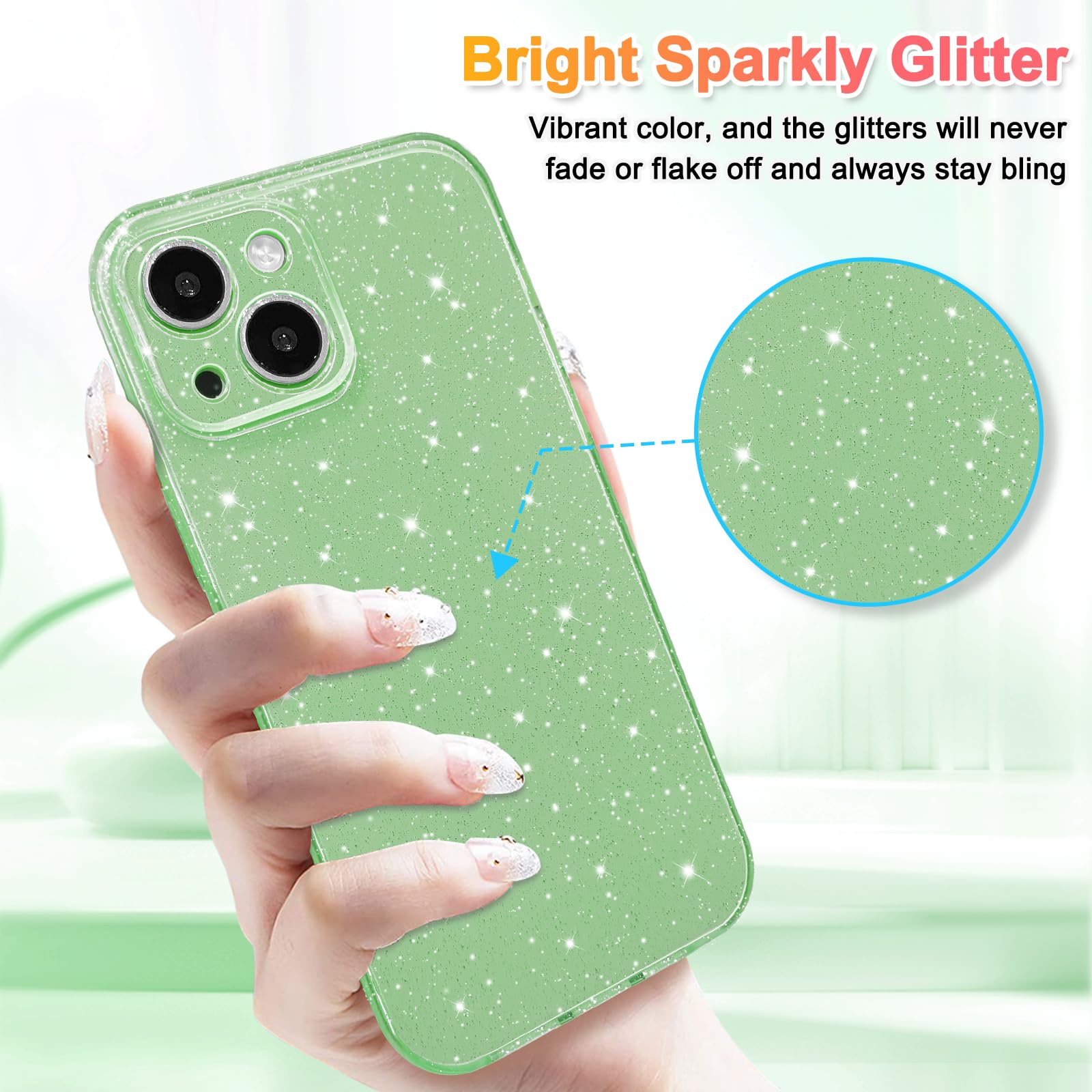 Hython Case For Iphone 15 Plus Case Glitter Cute Sparkly Shiny Bling Sparkle Phone Cases 6.7'', Thin Slim Fit Soft Tpu Bumper Sh