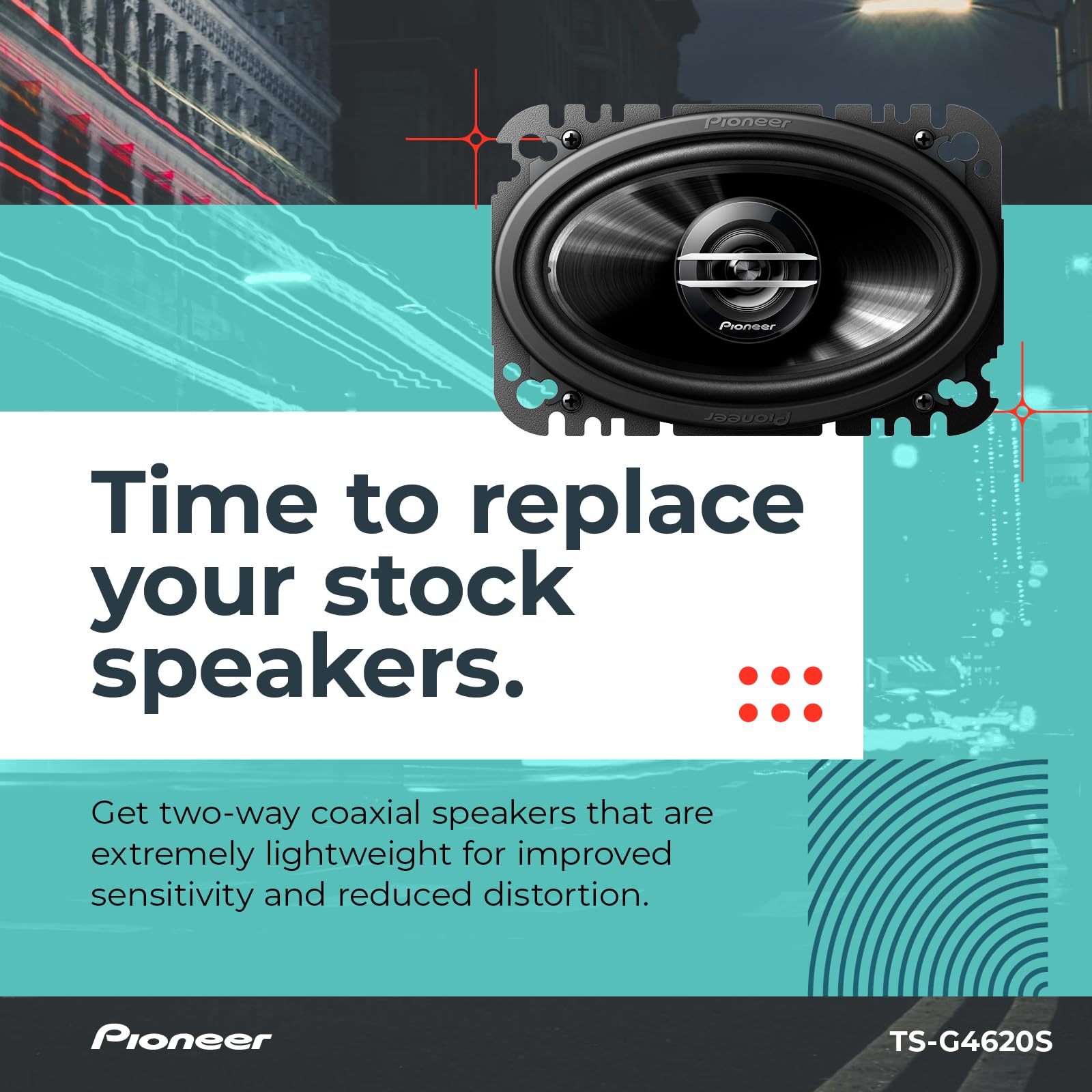 Pioneer Ts-G4620S 2-Way Coaxial Car Audio Speaker, Full Range, Clear Sound Quality, Easy Installation And Enhanced Bass Response