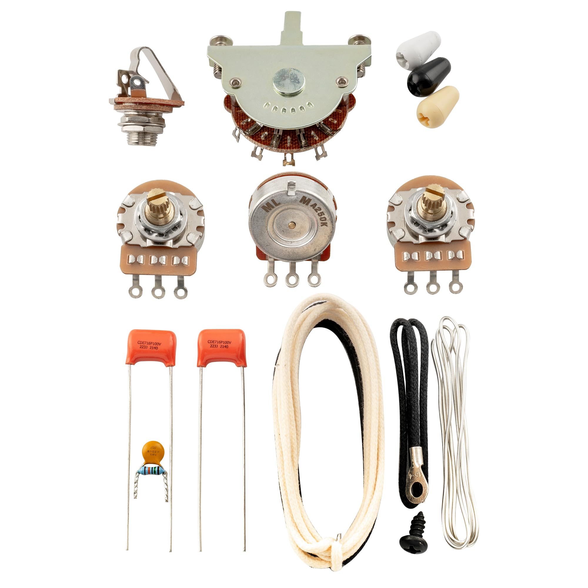 Musiclily Pro Guitar Auto Split Diy Wiring Kit Upgrade For American Style Strat Hss Stratocaster With 5 Way Switch And 3A250K Po