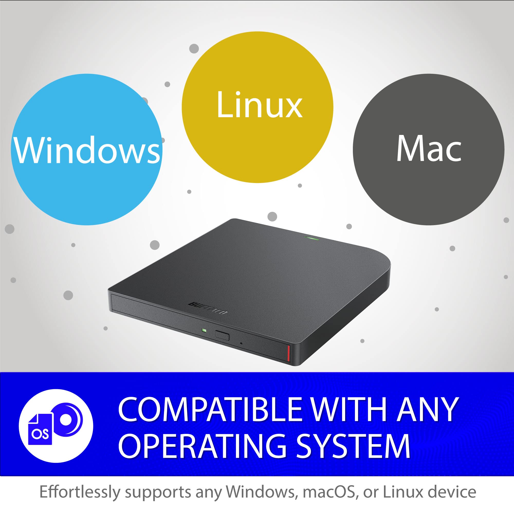 Buffalo 6X Portable Blu-Ray Drive, Taa-Compliant, Read/Write, Plays And Burns Bd/Dvd/Cd, Usb 3.2 (Gen 1) Type-A/Type-C, Compatib