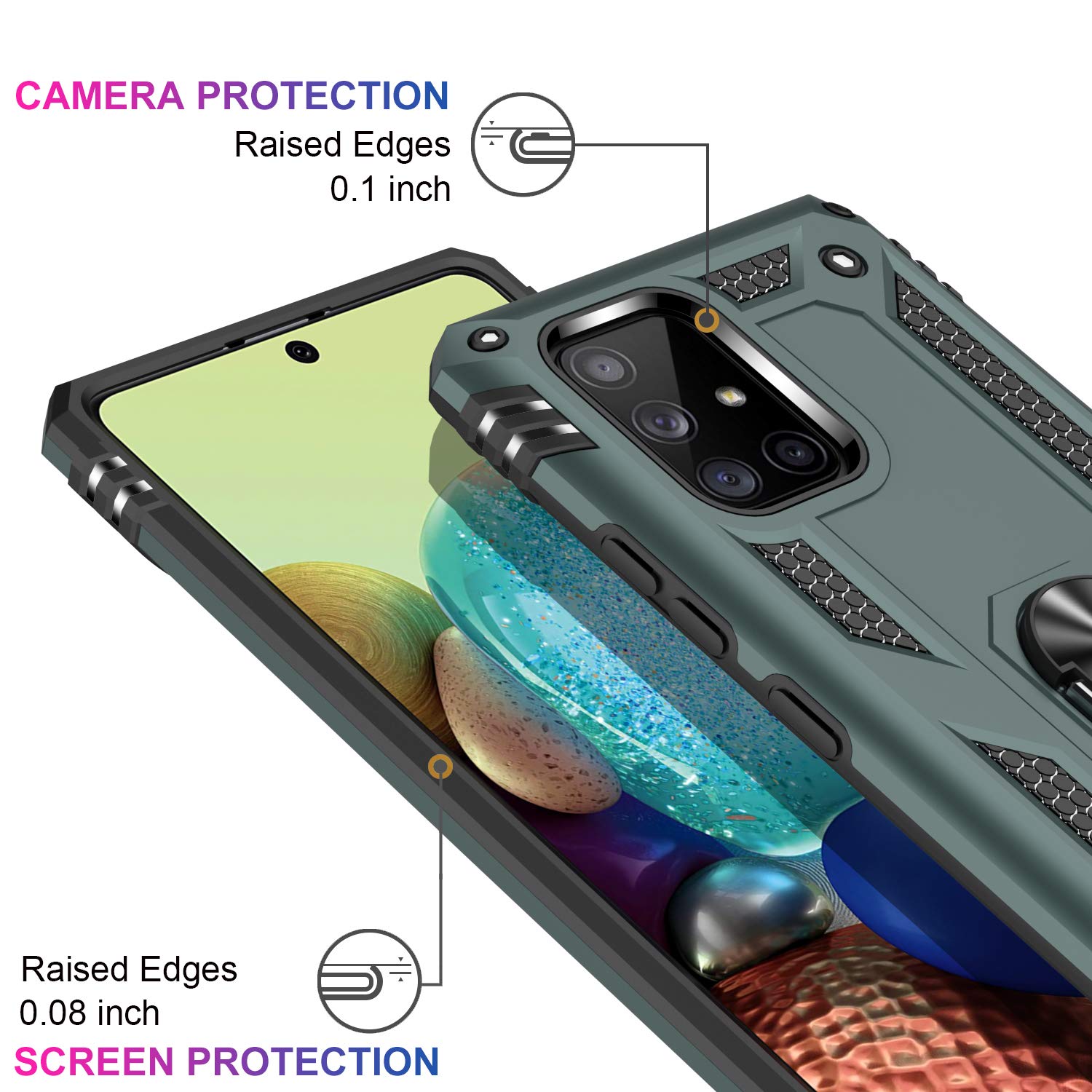Lumarke For Galaxy A71 5G Case With Screen Protector,Pass 16Ft. Drop Tested Military Grade Protective Phone Cover With Magnetic