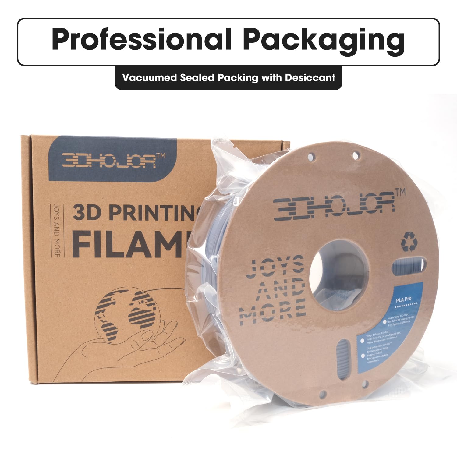 3Dhojor Pla Pro (Pla+) Filament 1.75Mm 3D Printing Filament Pla+ 1Kg*2 (4.4Lbs) Cardboard Spool Dimensional Accuracy +/- 0.03 Mm