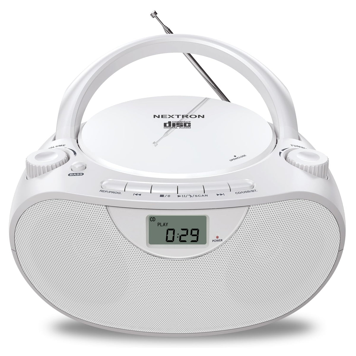 Nextron Portable Stereo Cd Player Boombox With Am/Fm Radio, Bluetooth, Usb, Aux In, Headphone Jack, Cd R/Rw And Mp3 Cds Compatib