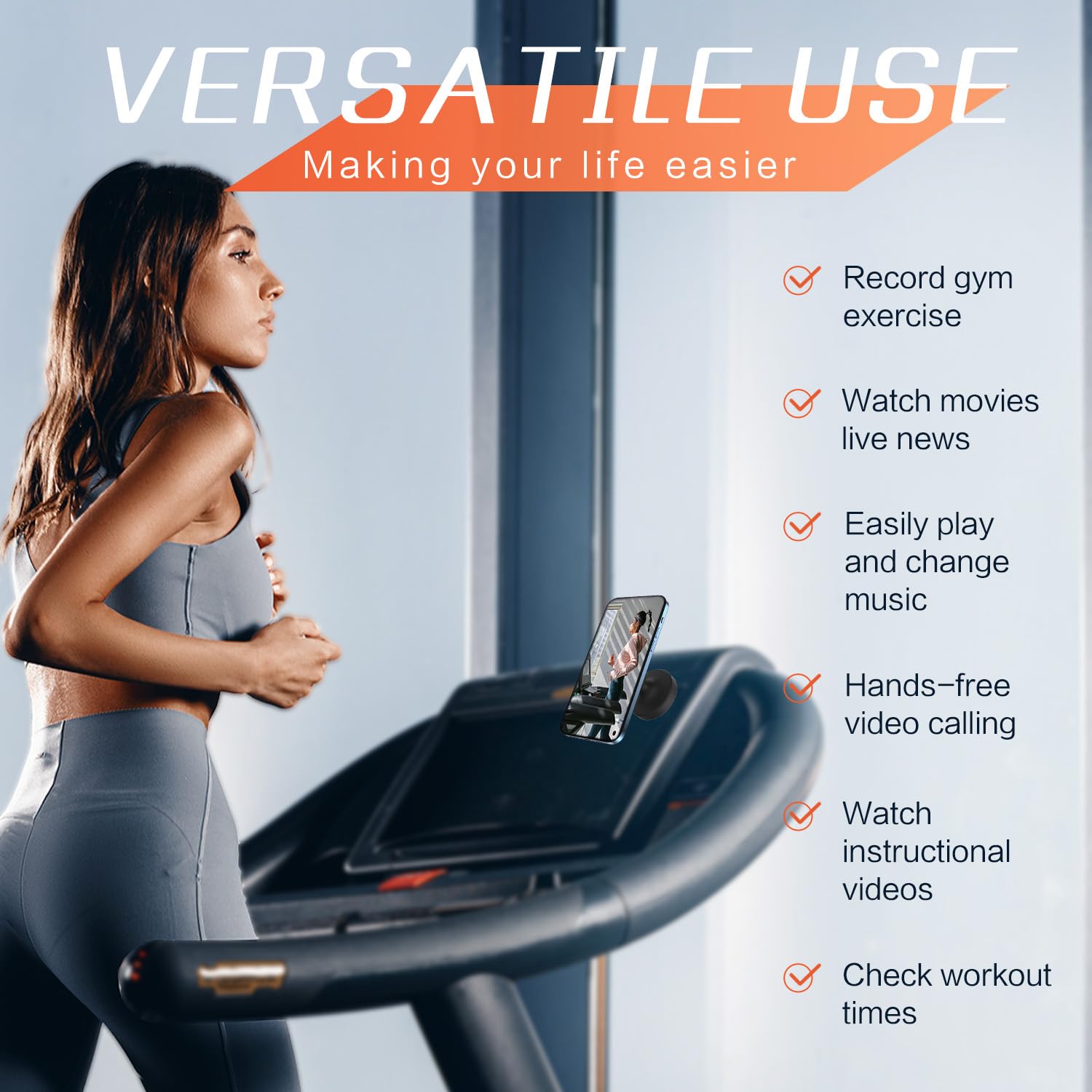 Efocakiox Dual Magnetic Phone Holder For Gym, Strong Magnet Gym Phone Mount, Fit All Phones- 360Adjustable Holder For Video Reco