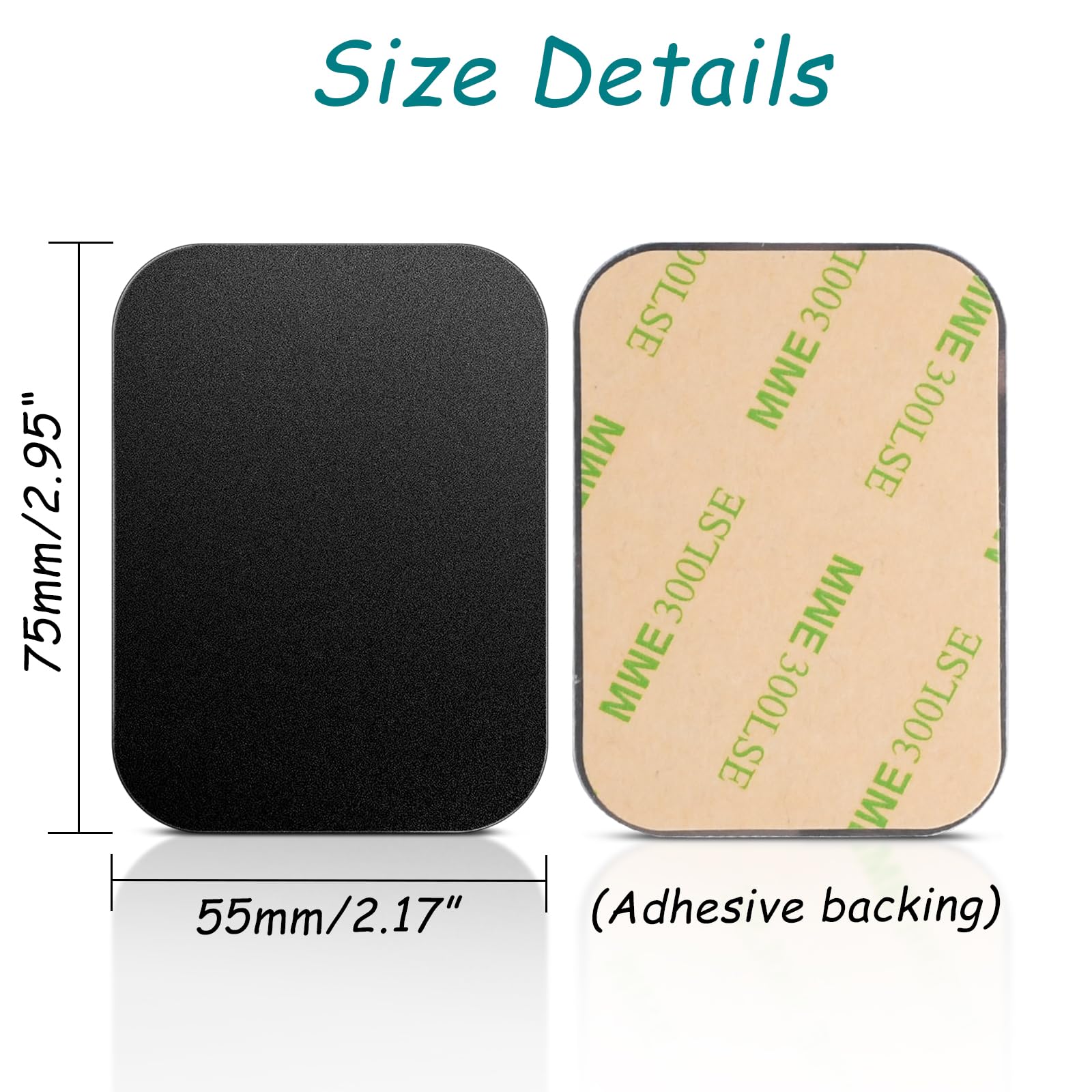 Mount Metal Plate With Adhesive For Magnetic Phone Car Mount Holder, 20 Pack Universal Replacement Metal Plates Black Rectangula
