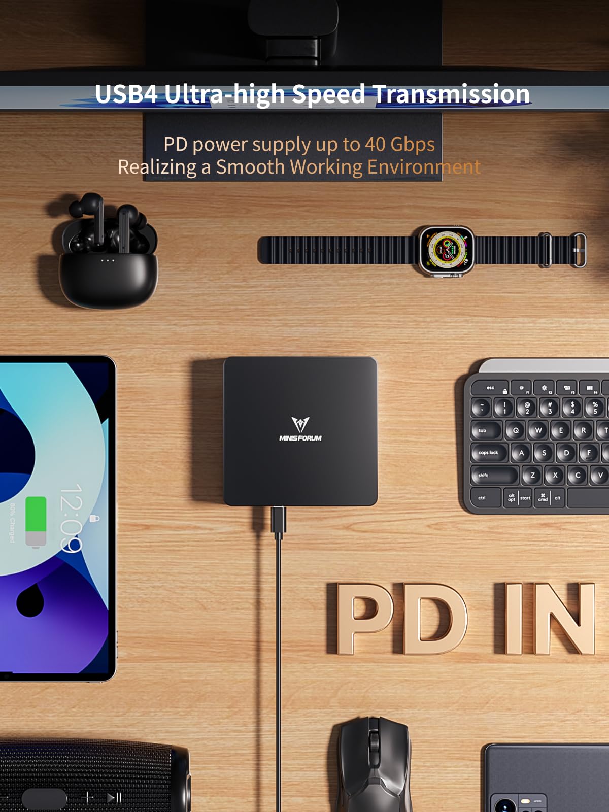 Minisforum Um890 Pro Mini Pc Amd Ryzen 9 8945Hs(8C/16T, Up To 5.2Ghz) 64Gb Ddr5 1Tb Pcie4.0 Ssd, 2Xusb4(Pd 8K)|1Xhdmi|1Xdp Four