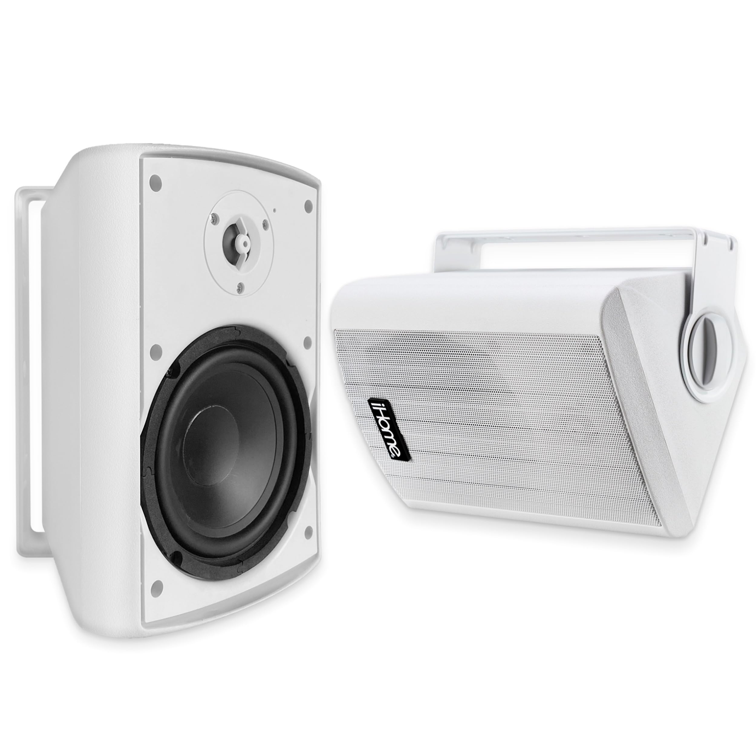 iHome IHSIW650BTPRWHT Bluetooth Indoor/Outdoor All Weather Weatherproof 6.5 Inch Small 300W Watt Wall/Ceiling Mounted Surroun