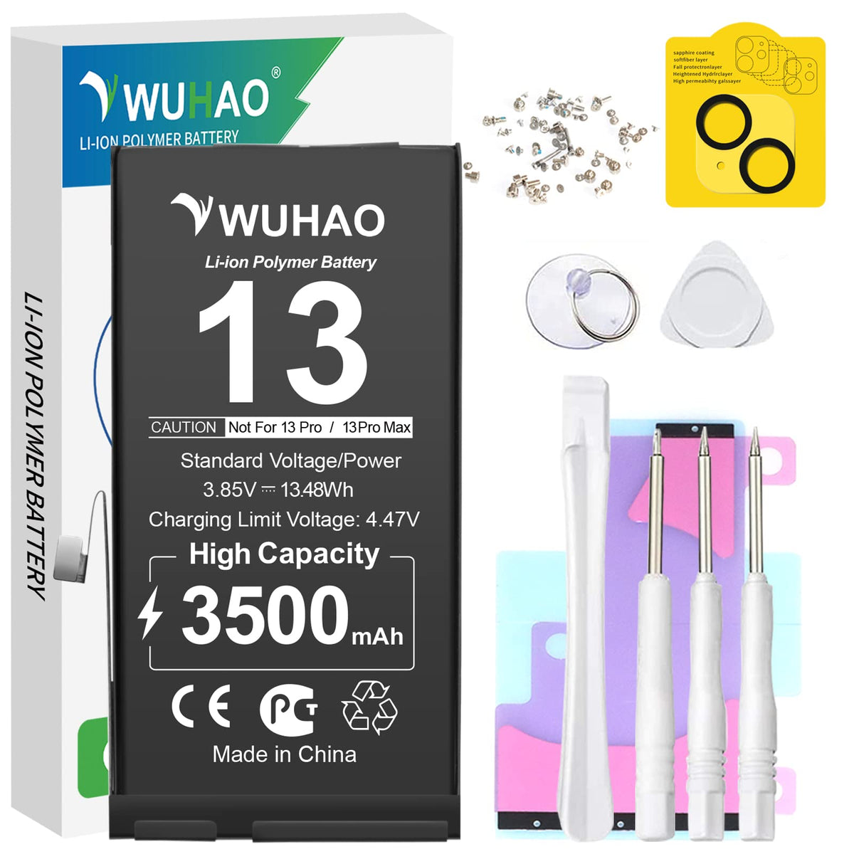 Wuhao Replacement For Iphone 13 Battery,3500Mah Upgraded Capacity For Iphone 13 A2633 A2482 A2631 A2634 A2635 Battery With Camer