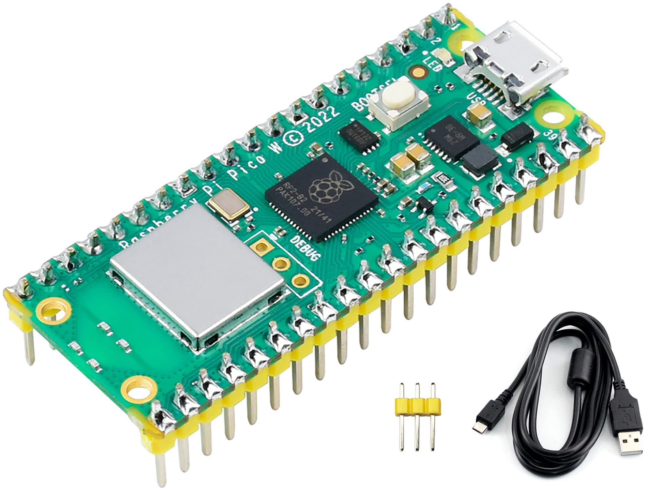 Waveshare Pre Soldered Header Raspberry Pi Pico W, Built In Wifi Support 2.4 Ghz Wi Fi 4, Based On Official Rp2040 Dual Core Pro
