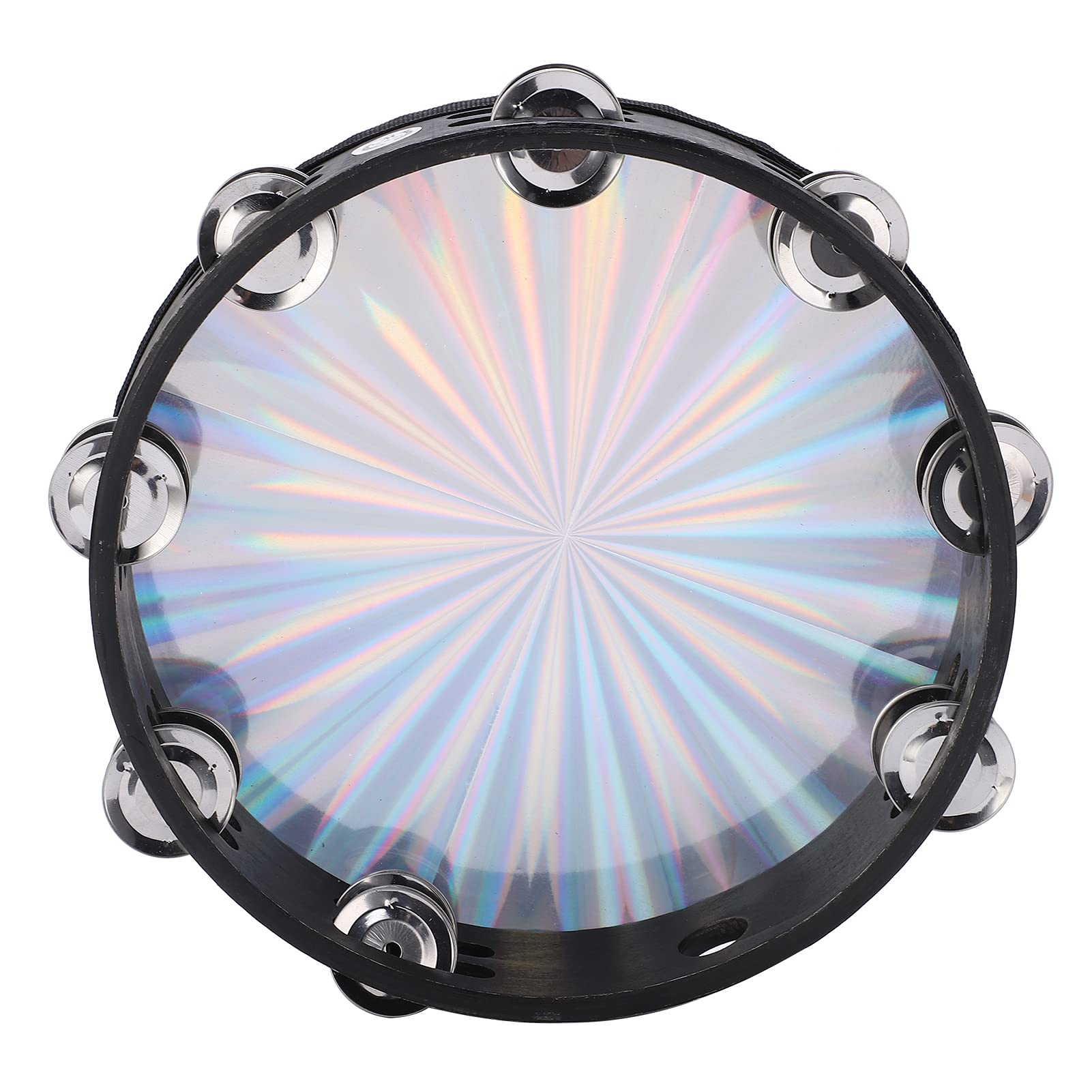 Handheld M, 10in Hand Held Drum Double Row Jingles ABS Reflective Metal Bell Percussion Tambourines Tambourine with Rows for KTV