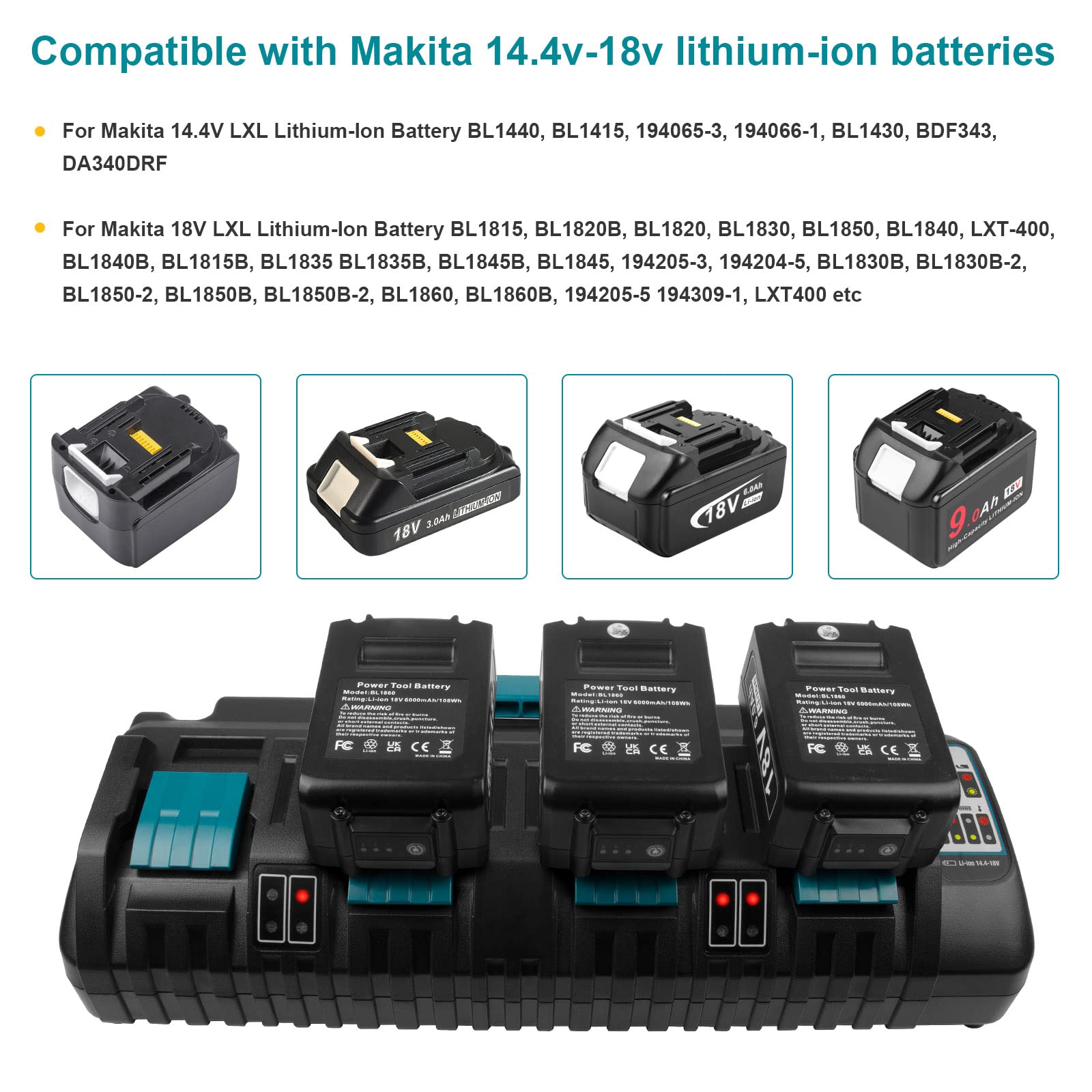Fancy Buying 4 Port 18V Dc18Sf Fast Charger With Dual Usb Port Compatible With Makita 14.4V 18V Lxt Li Ion Bl1830 Bl1840 Bl1850