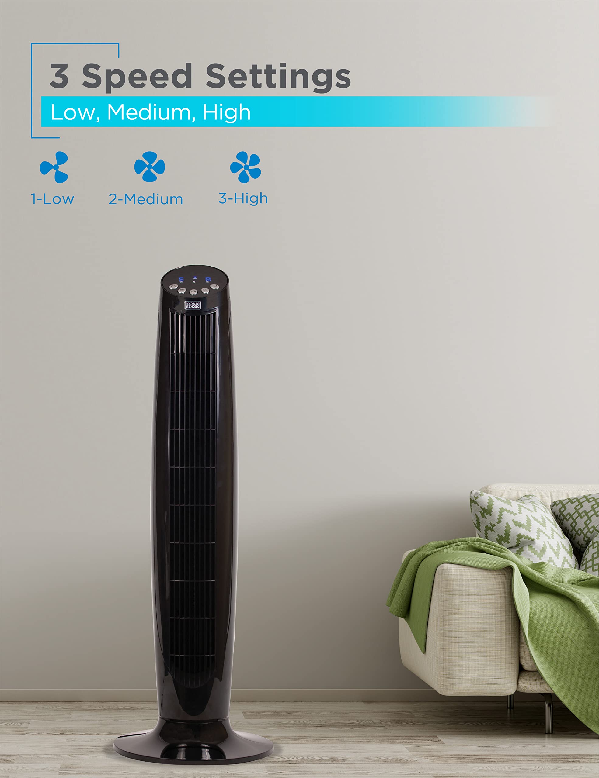 Black+Decker Bftr36B 36 In. Quiet Digital Tower Fan With Remote