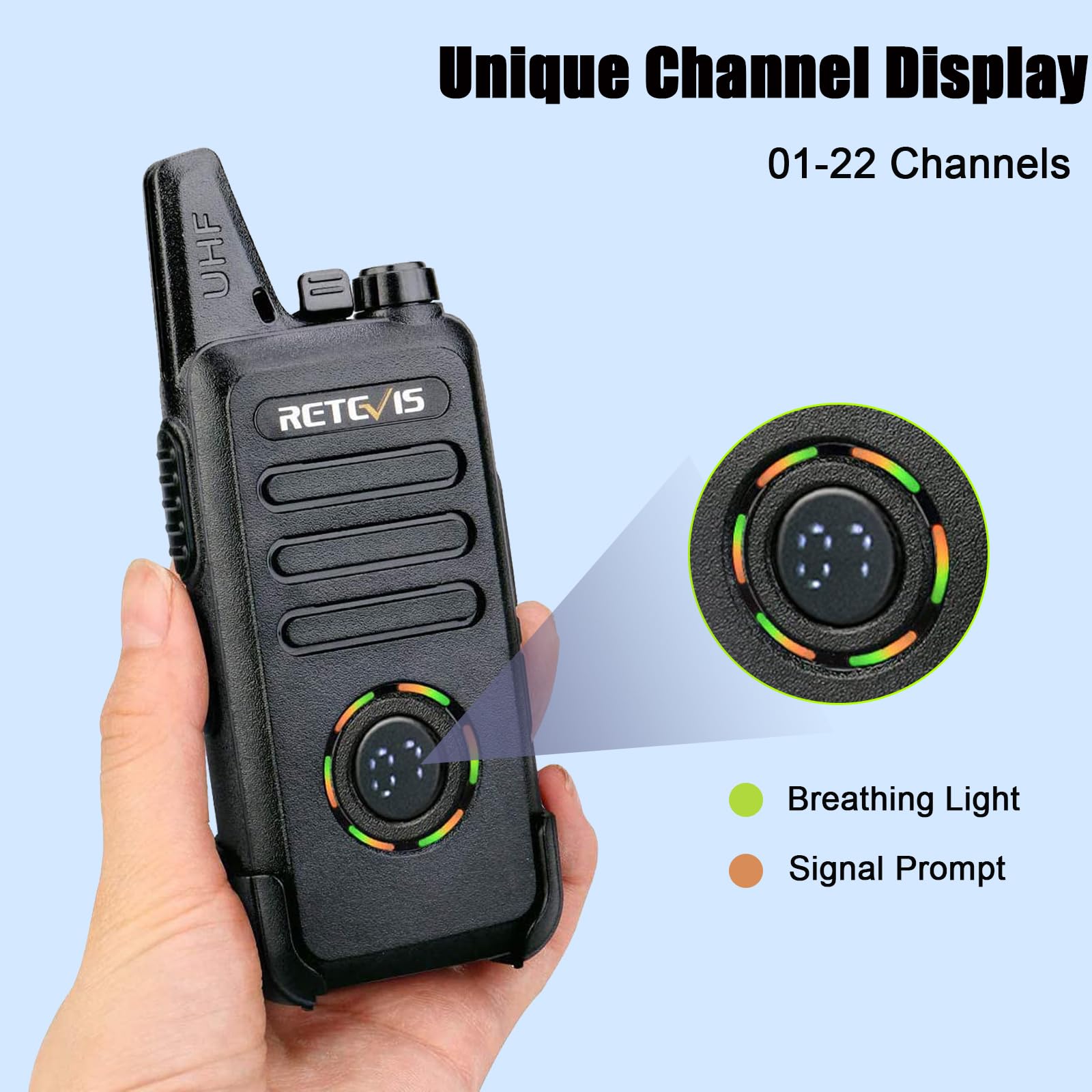 Retevis Rt22S Walkie Talkies For Adults,2 Way Radio With Earpiece, Portable Frs Two Way Radios,Channel Display, Mini Rechargeable Walkie Talkie For Church School Retail Restaurant Automotive(10 Pack)