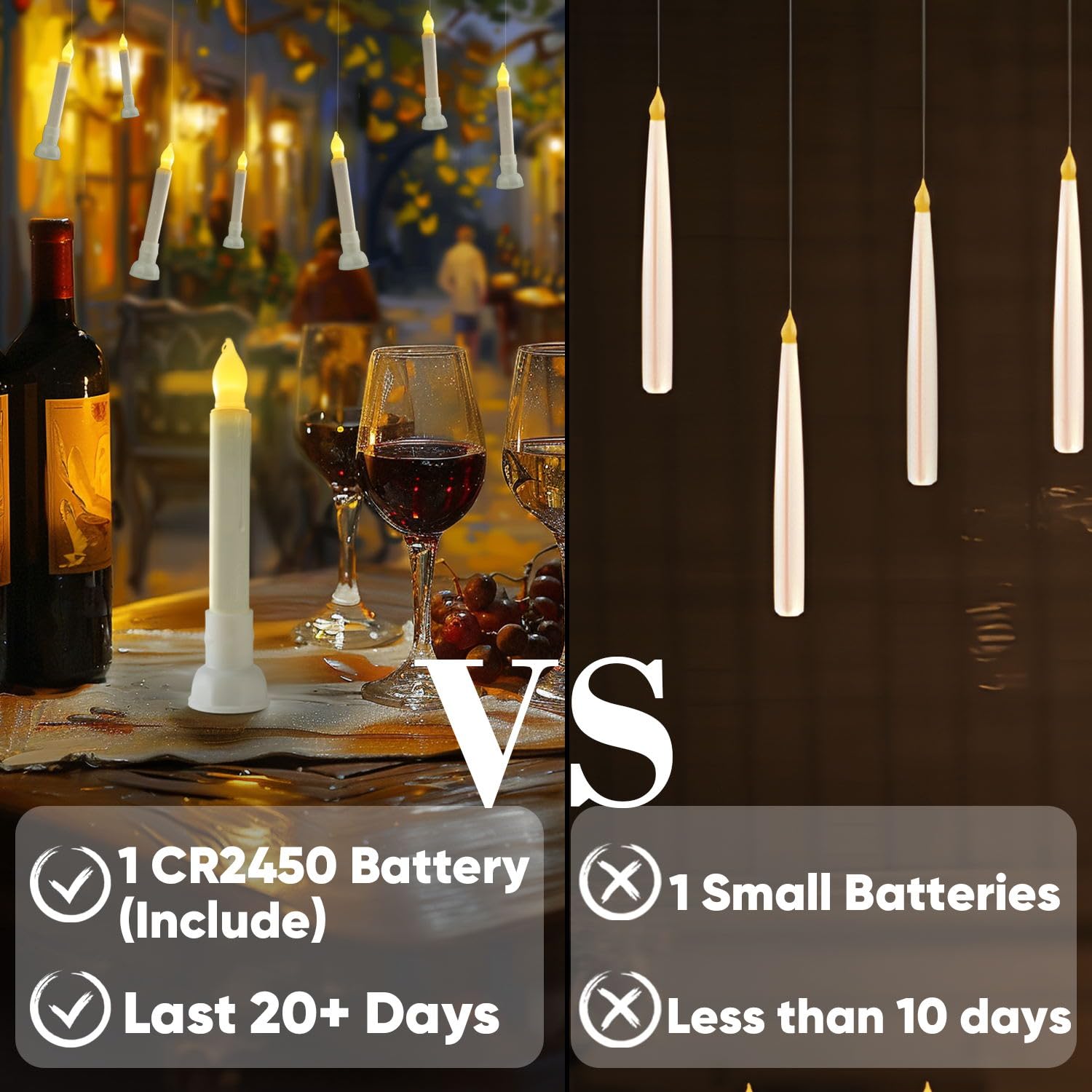 Homemory 12 Pcs Hanging Floating Candles With Wand Remote (Battery Include), Magic Deco Candles, Flameless Taper Candles Can Be