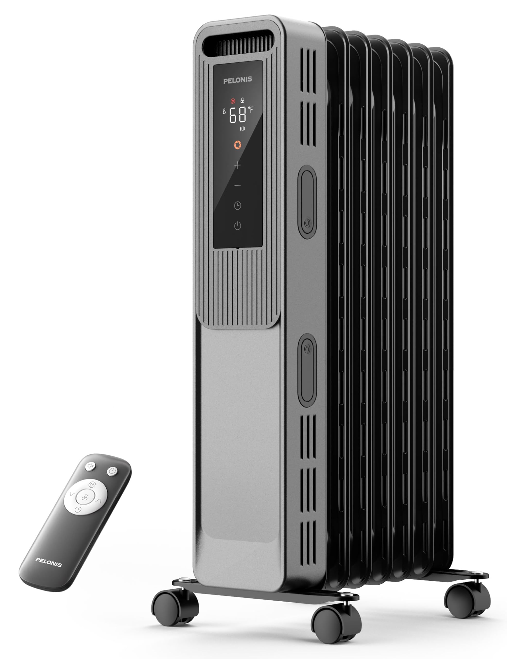 Pelonis Oil Filled Radiator, Electric Space Heater For Indoor Use Large Room With Thermostat & Remote, 3 Modes & 3 Heat Settings