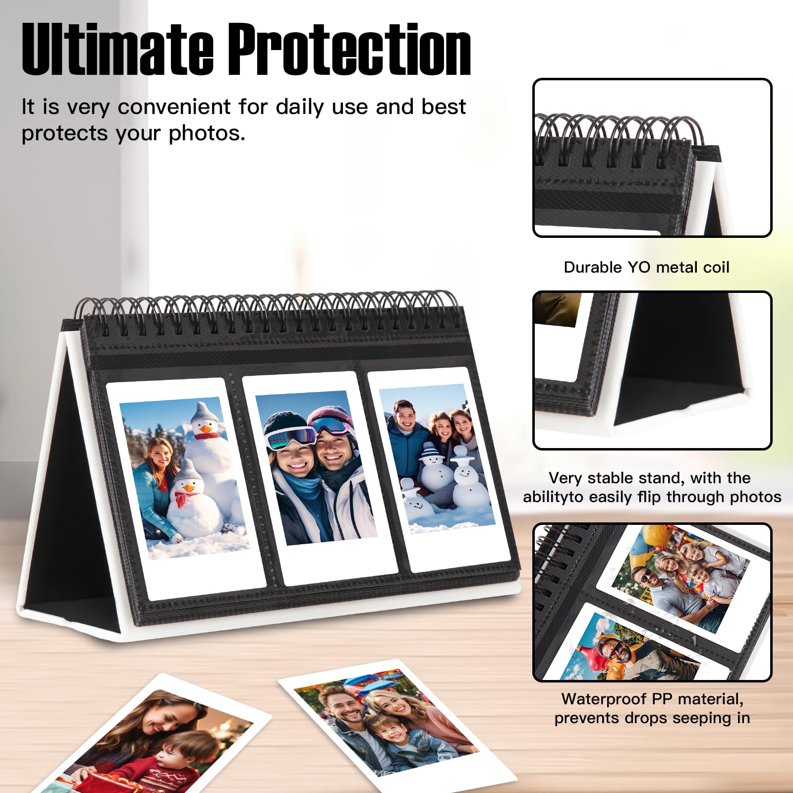 Instax Mini Photo Album For Fujifilm Instax Mini 11 12 9 40 Evo Liplay 8 7+ Instant Camera, 96 Pockets Desk Calendar Polaroid Photo Albums For Polaroid Kodak Zink 2X3' Film & Kpop Photo Card (White)