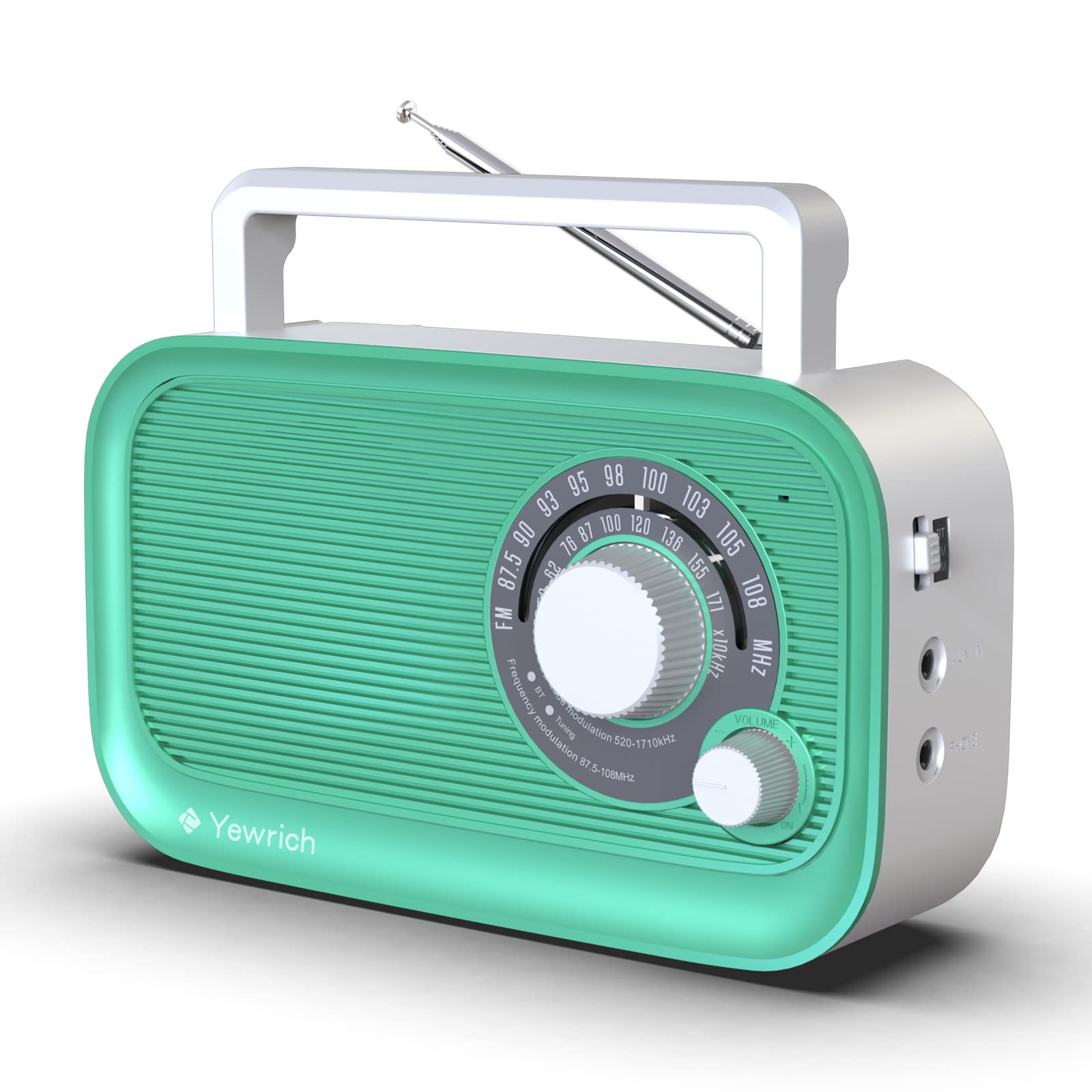 Portable Am/Fm Radio With Bluetooth, Battery Operated Transistor Analog Radio Or Ac Powered With Best Reception, Big And Precise