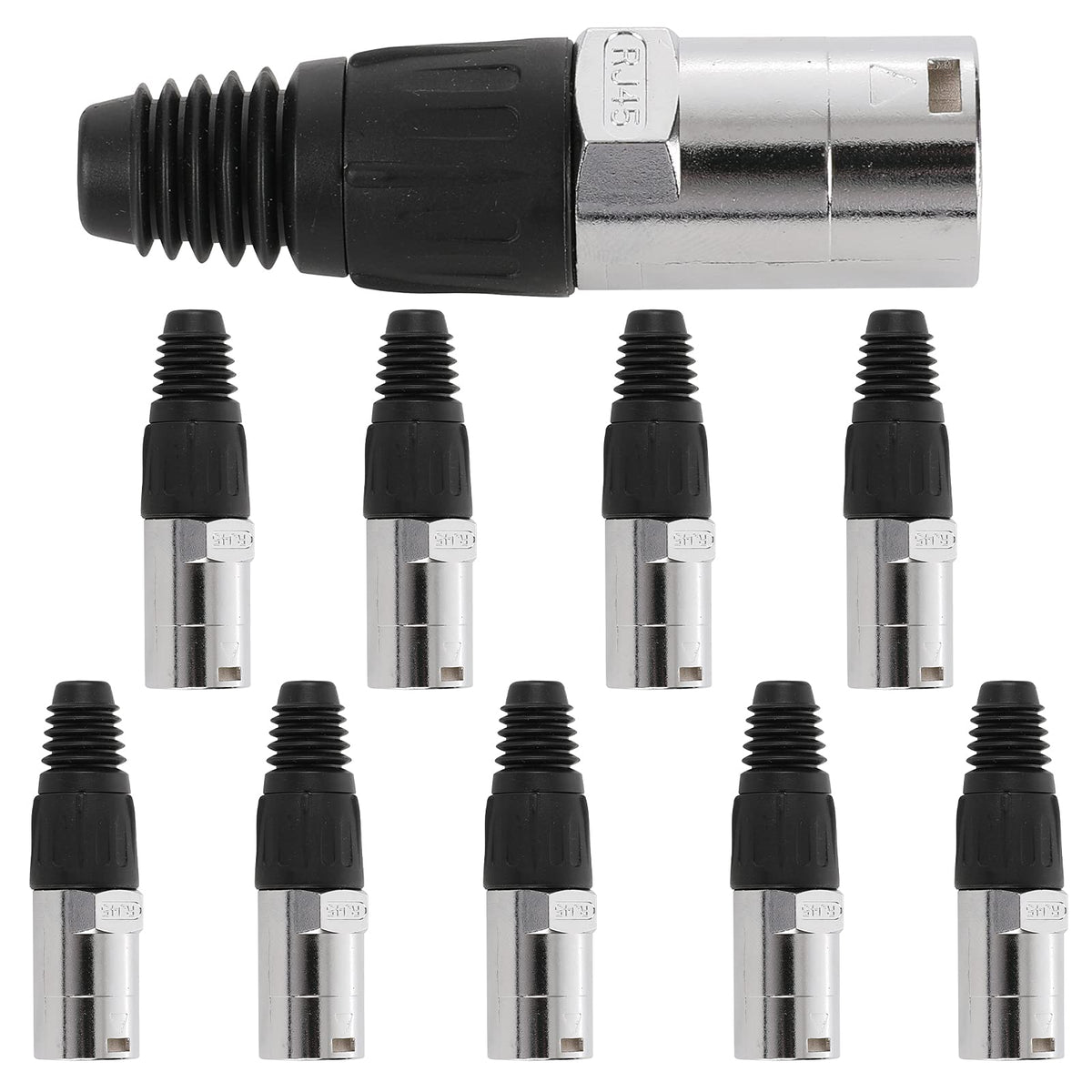 Anmbest 10Pcs Round Ip65 Dustproof Waterproof Connector, Compatible With Rj45 Cat5/5E/6 8P8C Female Ethernet Panel Mounting Shie