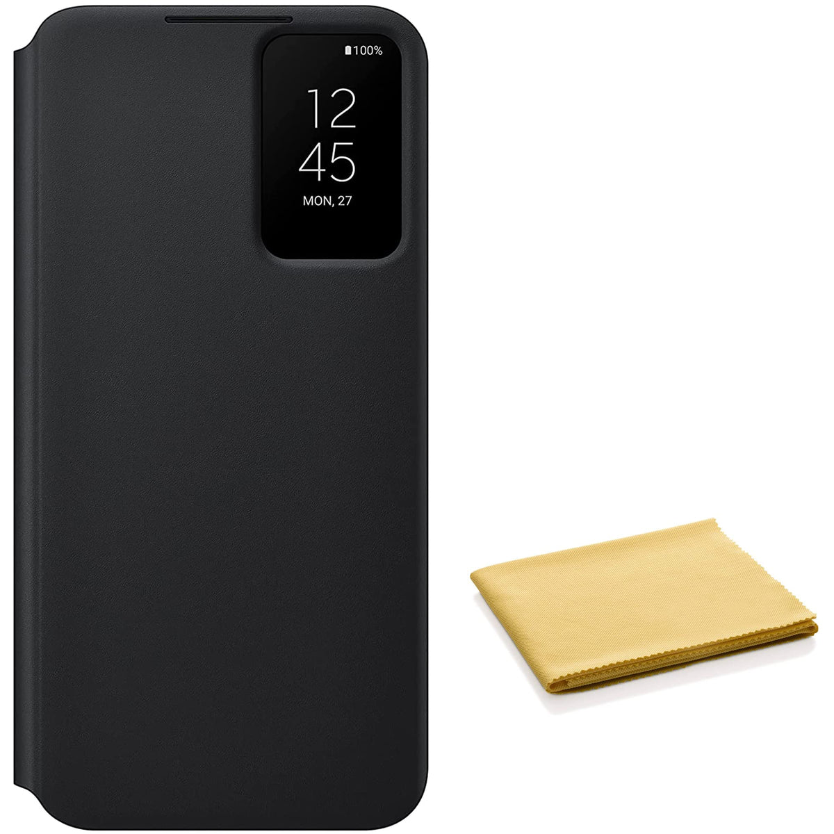 SAMSUNG Galaxy S22+ Plus Case S-View Flip Cover - Protective Phone Case, Tap Control, Cutting Edge Design - Includes Microfiber Cleaning Cloth - Black