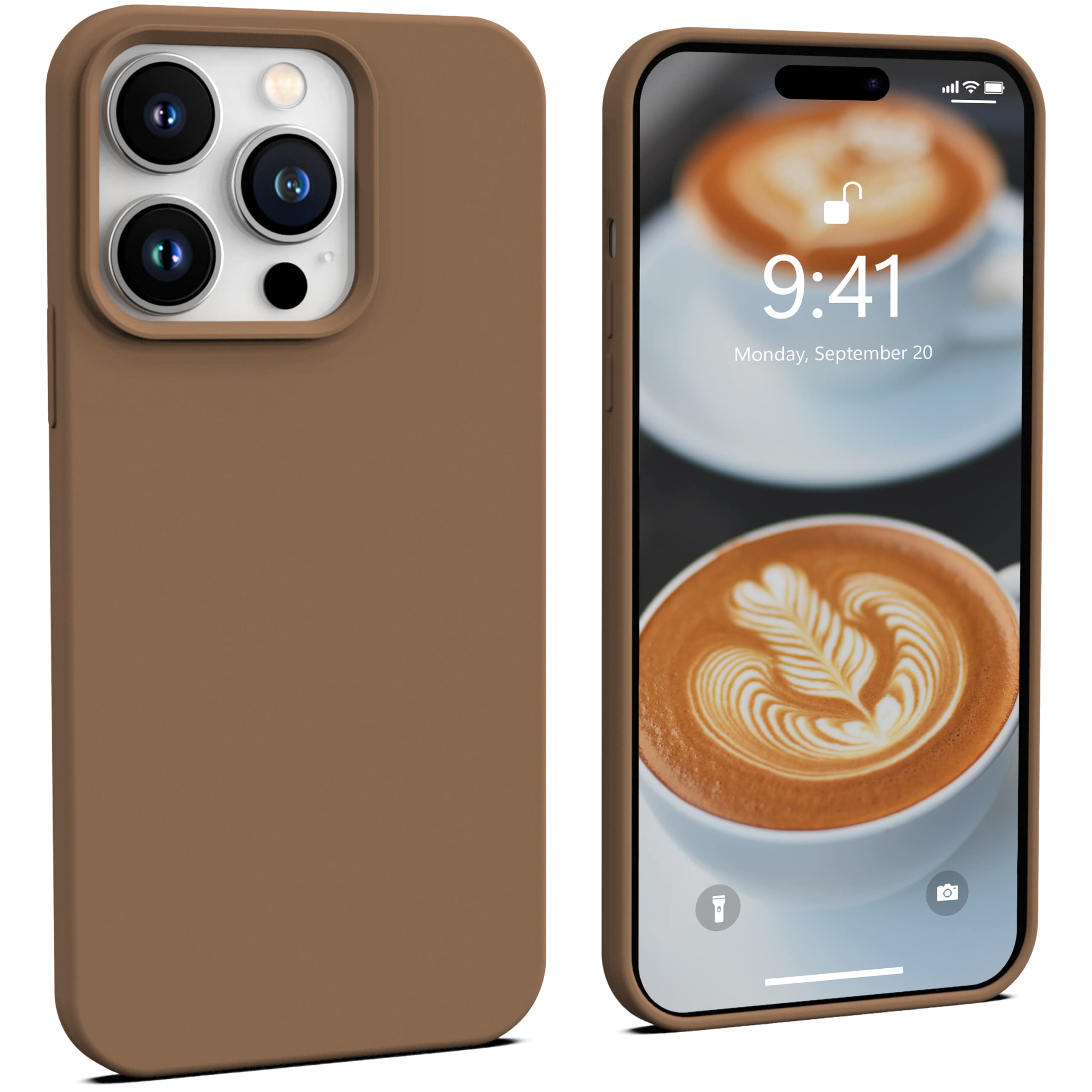 Icesword Iphone 14 Pro Case Coffee (2022),Liquid Silicone Case Phone Cover Slim Protective,Soft Anti Scratch Microfiber Lining,C