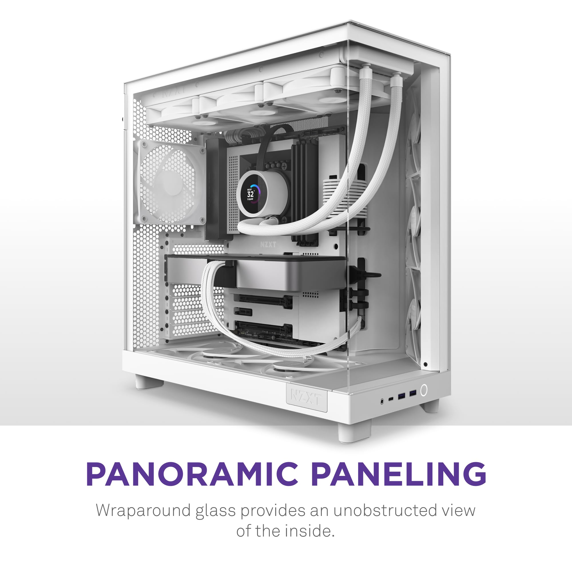 Nzxt H6 Flow | Cc-H61Fw-01 | Compact Dual-Chamber Mid-Tower Airflow Case | Panoramic Glass Panels | High-Performance Airflow Pan