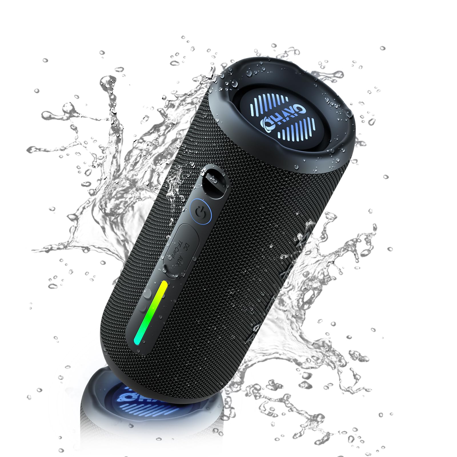 Portable Bluetooth Speaker, Wireless Speaker with 24W Loud Stereo Sound, Active Extra Bass, IPX7 Waterproof, BT5.3, RGB Lights, 