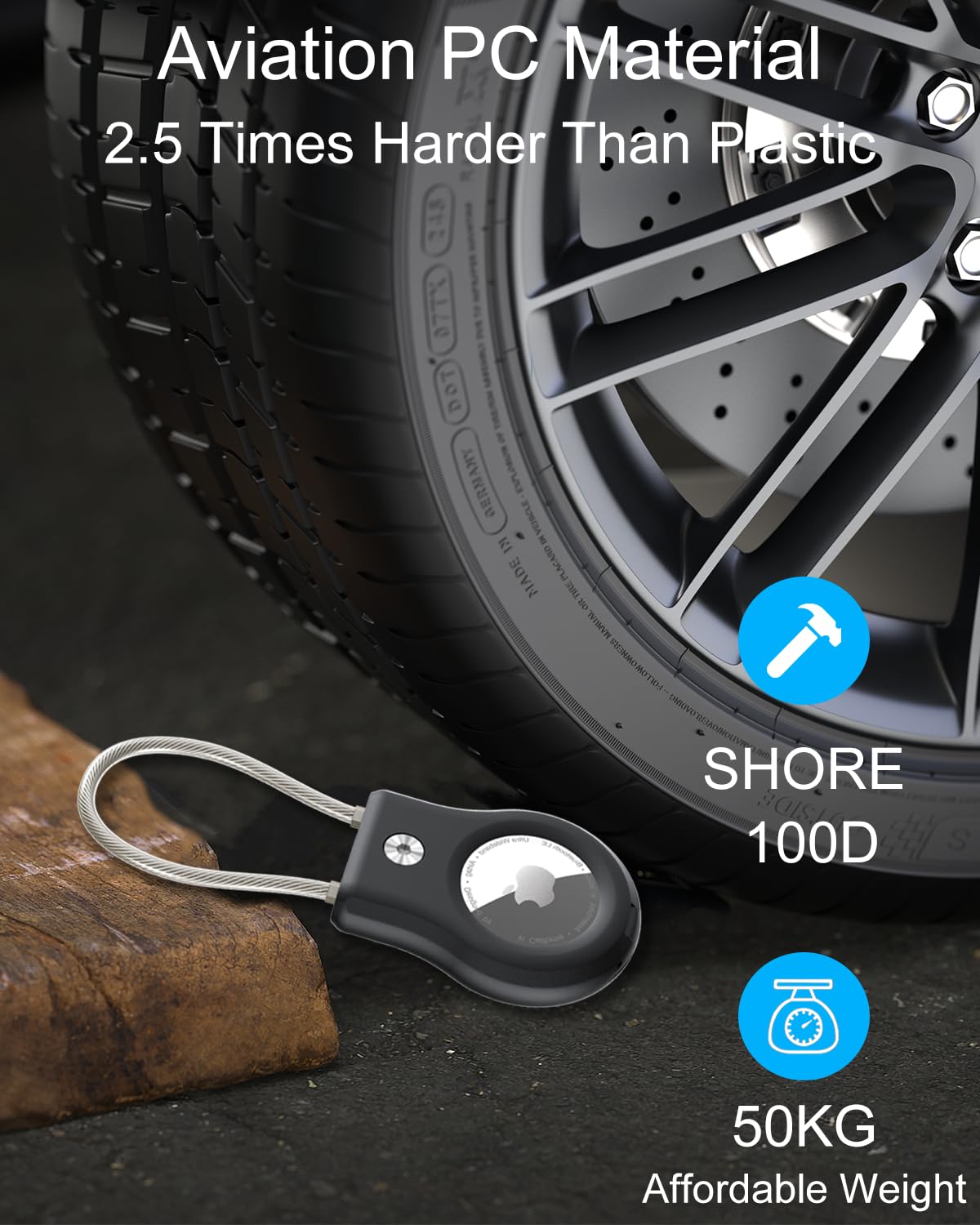 Airtag Keychain Holder 2 Pack, Air Tag Lock Case Holders With Wire Cable, Sturdy Protection Airtag Key Chain, Compatible Apple A