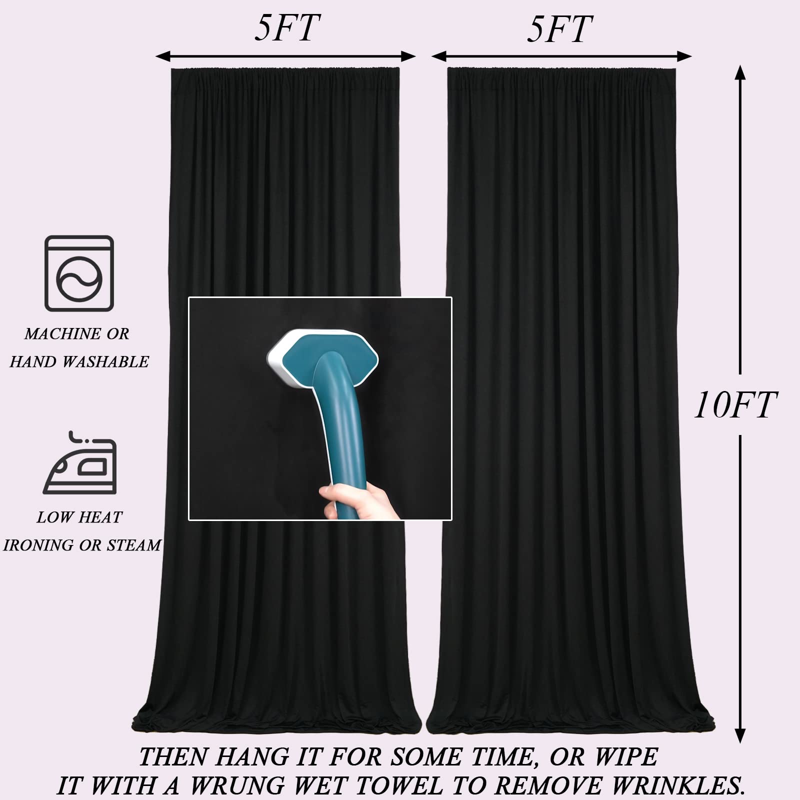 10X10Ft Black Backdrop Curtains For Parties   Black Backdrop Curtain For Baby Shower Birthday Photo Home Party Backdrop Curtains