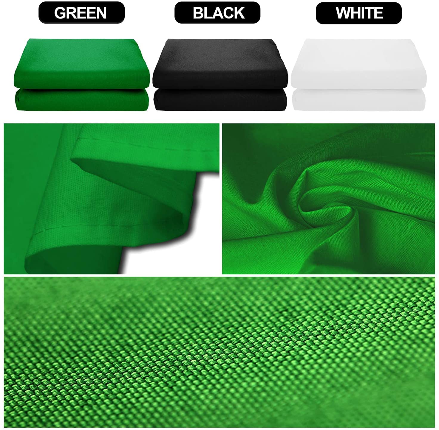 Emart Photo Video Studio Backdrop Stand Kit, 8.5X10Ft Adjustable Photography Greenscreen Support System With 3 Polyester Backgrounds For Photoshoot (Black White Green)