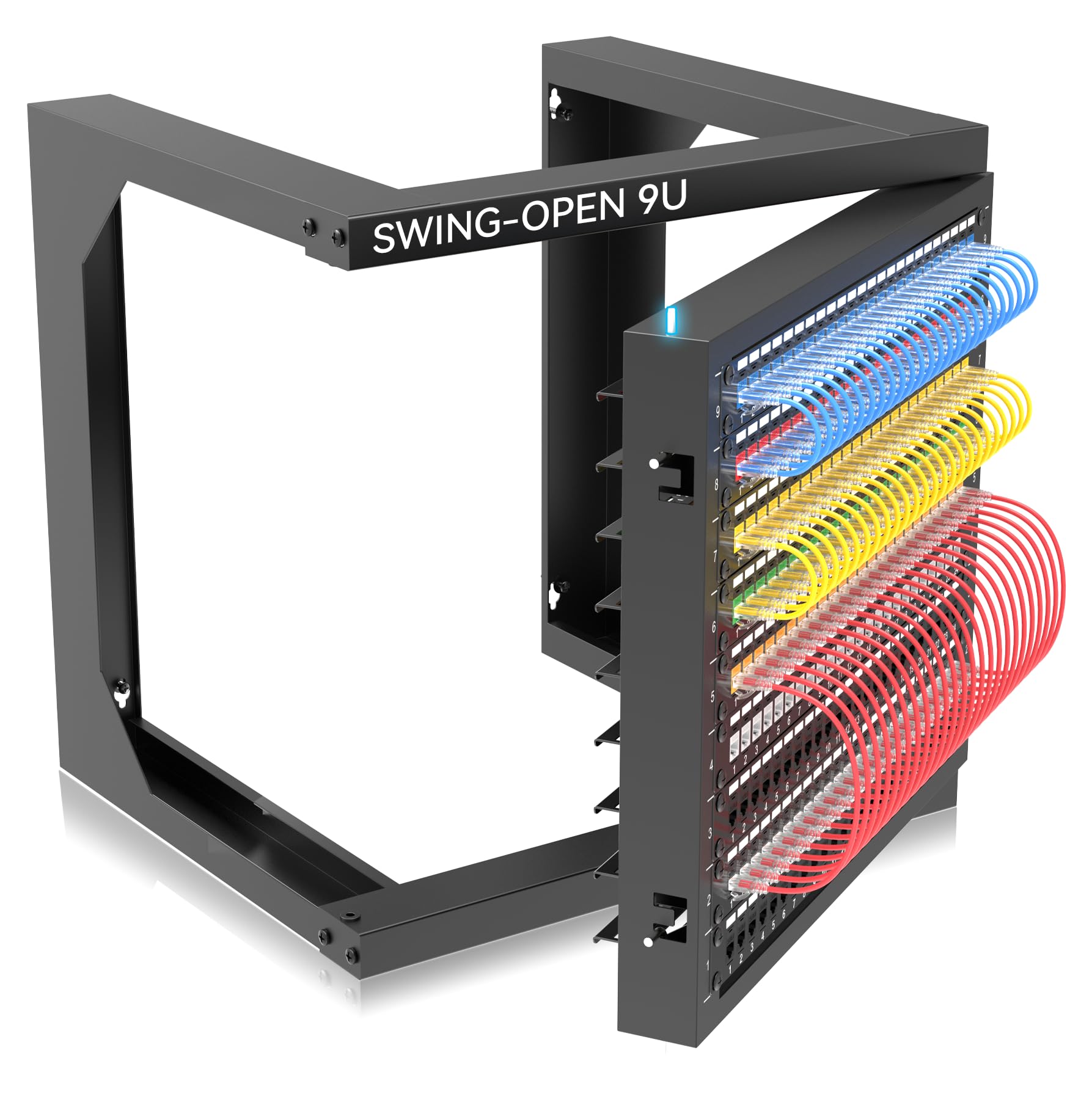 Server Rack Wall Mount 9U with Swing Open, Wall Mount Network Rack for 19 Inch Equipment, Computer Racks & Cabinets for Easy Acc