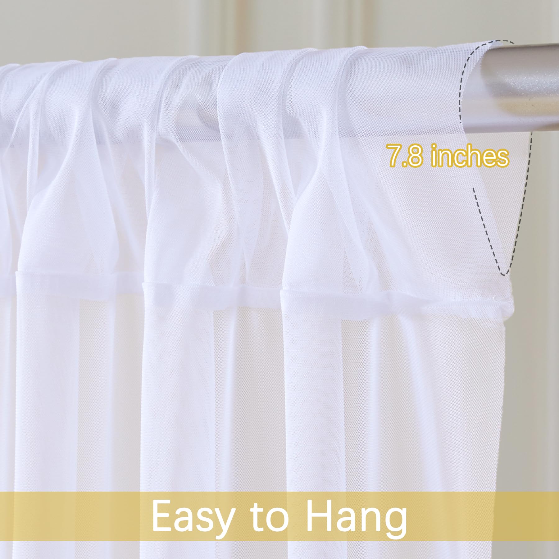 10Ft X 10Ft White Sheer Tulle Backdrop Curtains For Party Wedding Wrinkle Free Curtain Backdrops Drapes For Baby Shower Birthday