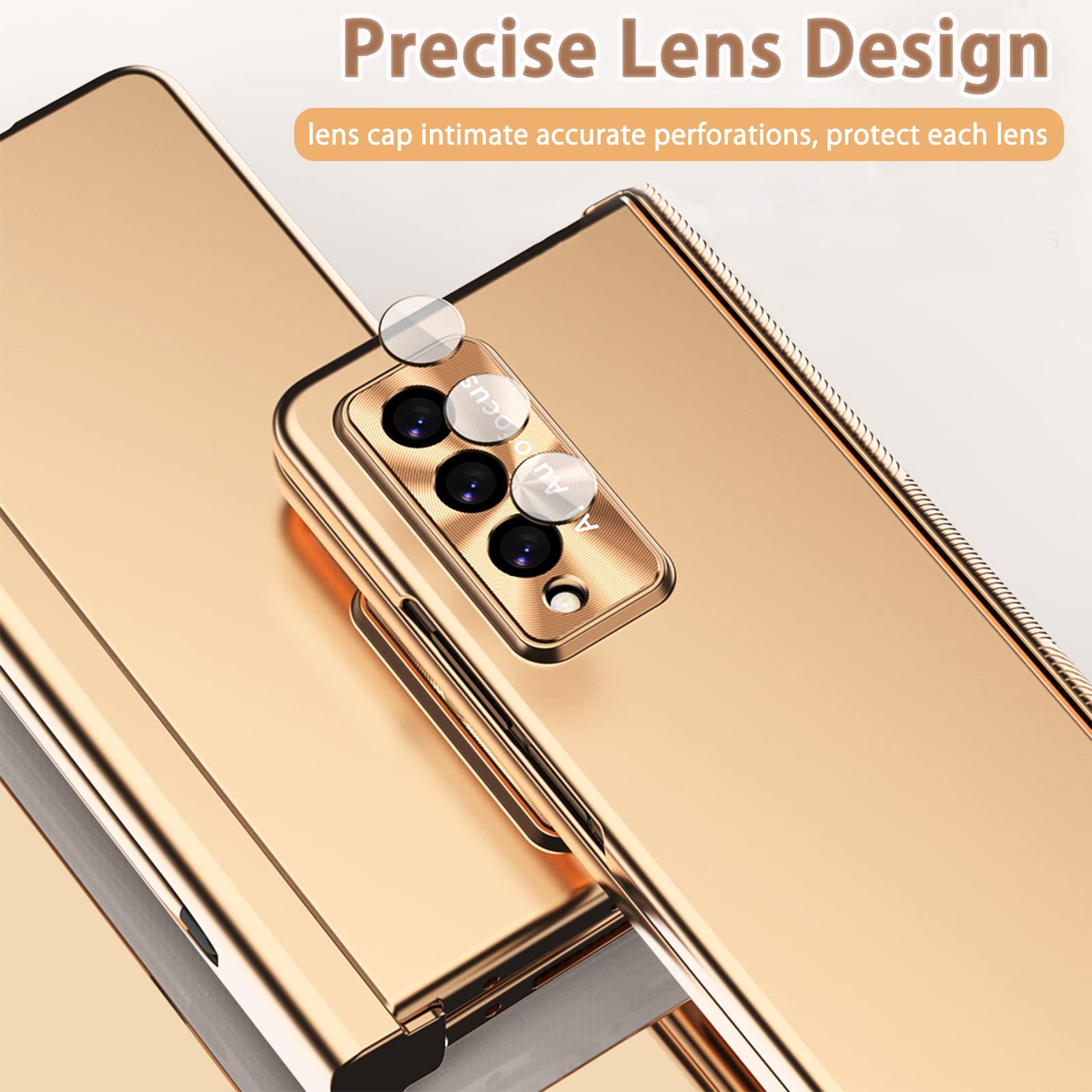 Ninki 4 In 1 Magnetic S Pen Case For Galaxy Z Fold 4 5G With Hinge Protection   Gold