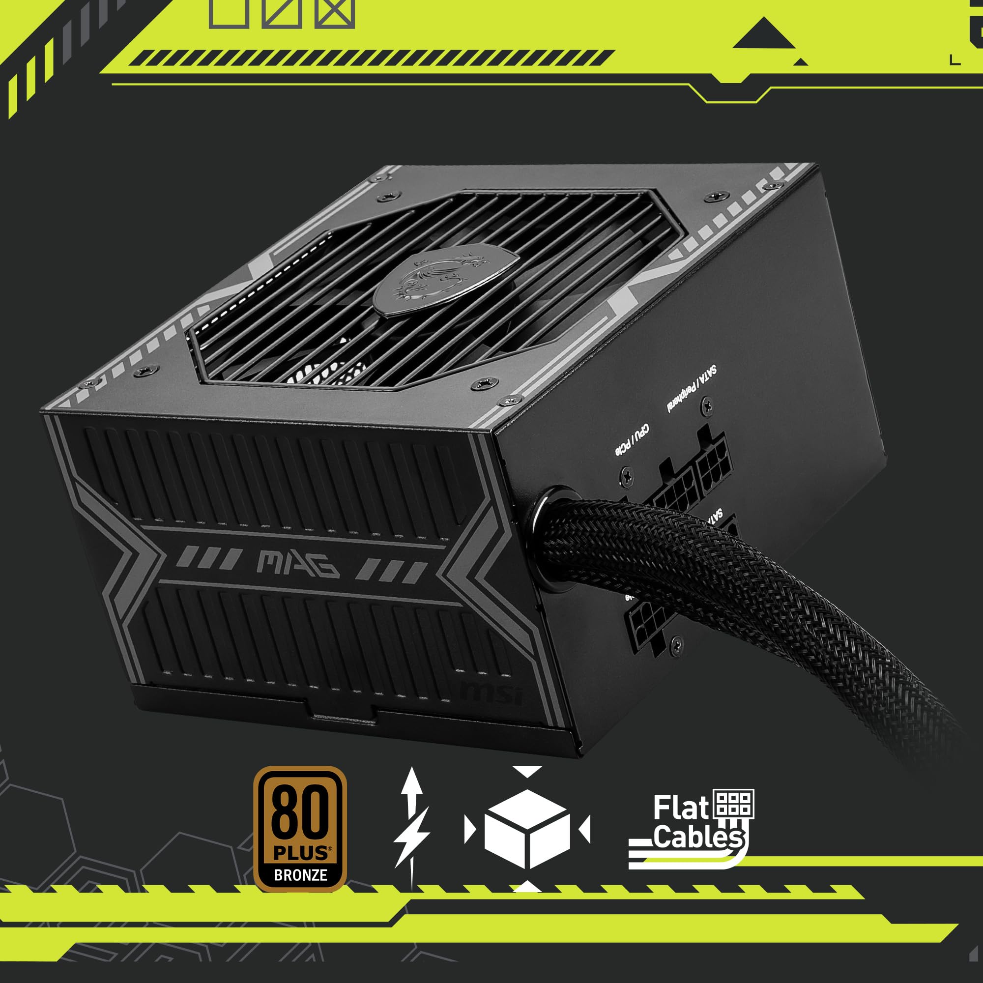 Msi Mag A750Be, Semi-Modular Compact 750W Atx Power Supply, 80+ Bronze, Low-Noise Fan, Active Pfc Design, 5 Year Warranty