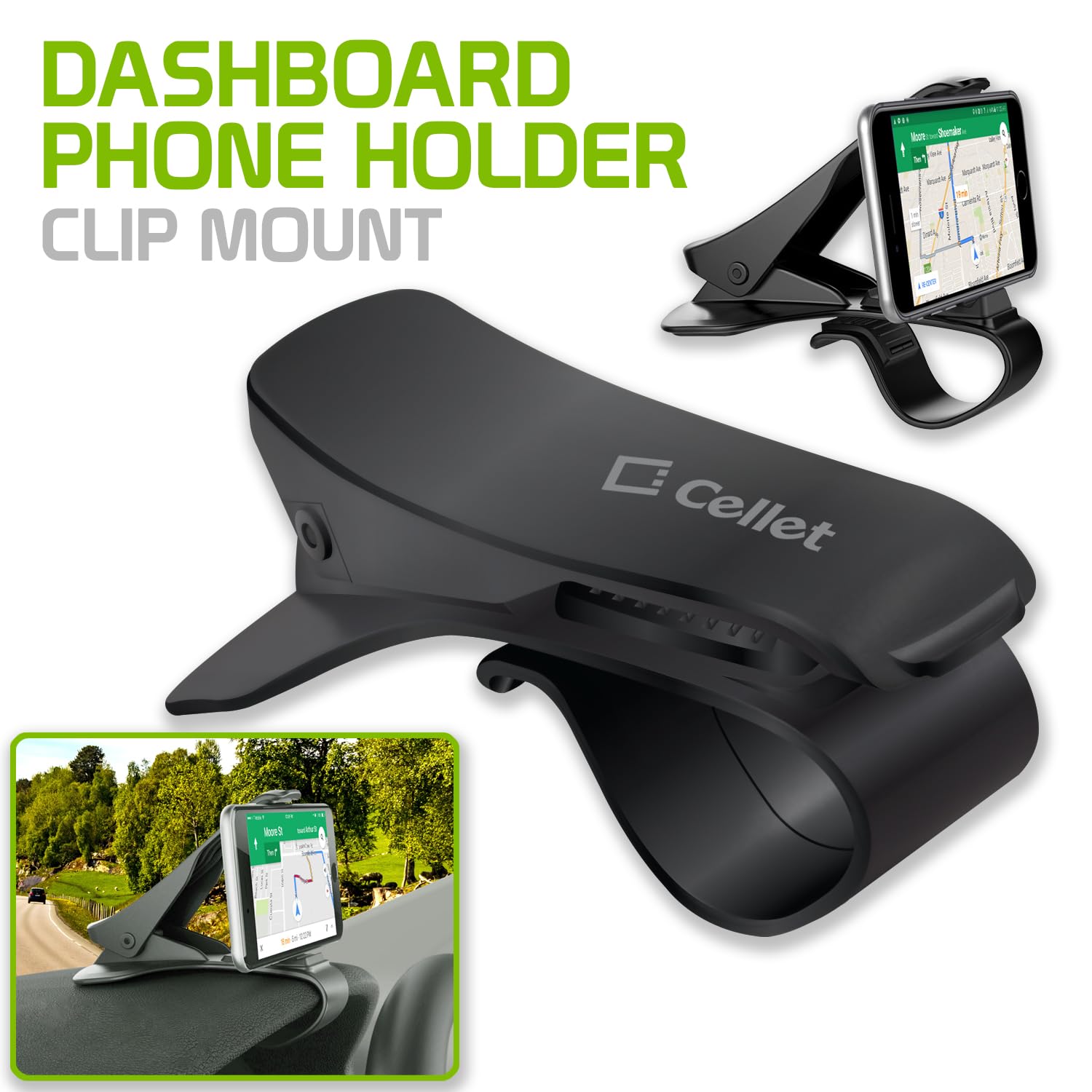 Cellet Dashboard Cell Phone Holder Clip On Mount Compatible To Apple Iphone 11 Pro Max 11 Xr Xs Max Samsung Note 10 10+ 9 Galaxy