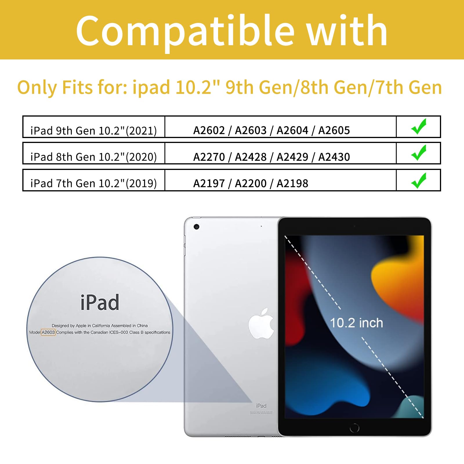 Protutab Case Compatible With Ipad 9Th Generation With Pencil Holder, Auto Wake&Sleep Slim Trifold Stand Case Compatible With Ip