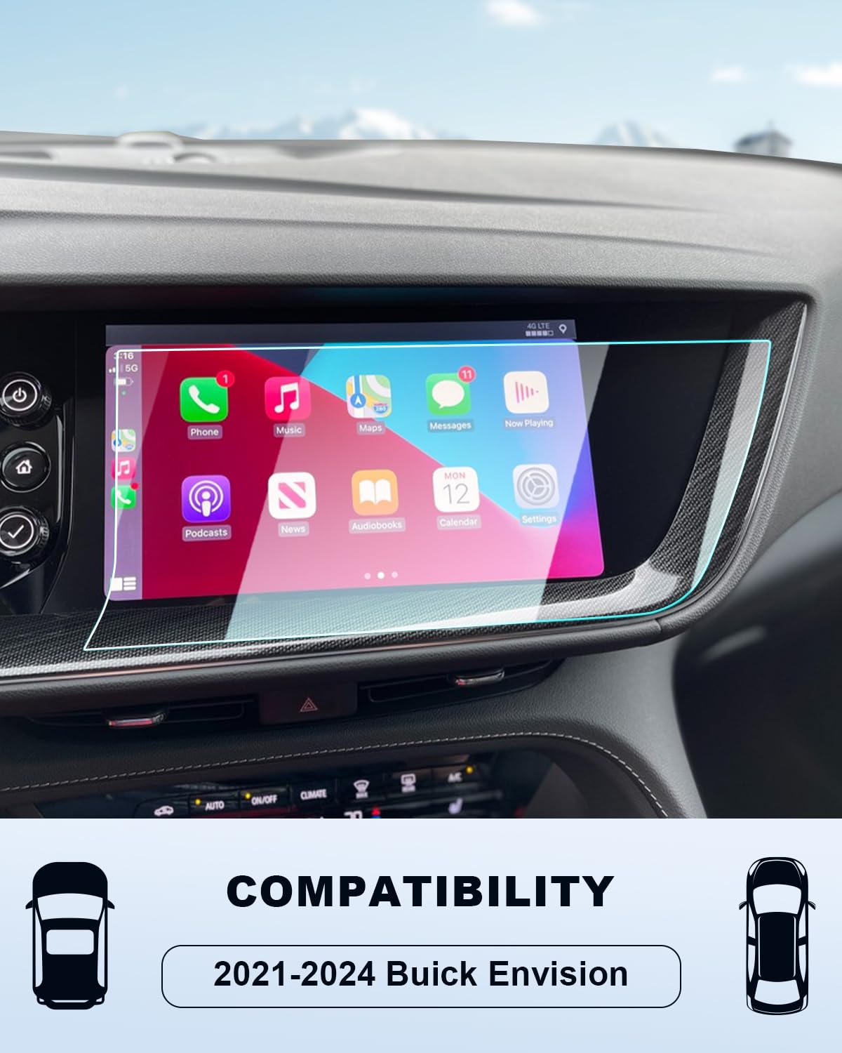 Bixuan Tempered Glass Screen Protector For 2021 2024 Buick Envision Essence/Avenir/Preferred Accessories Navigation 10.2 Inch Touch Screen Protection Against Scratches And Fingerprints