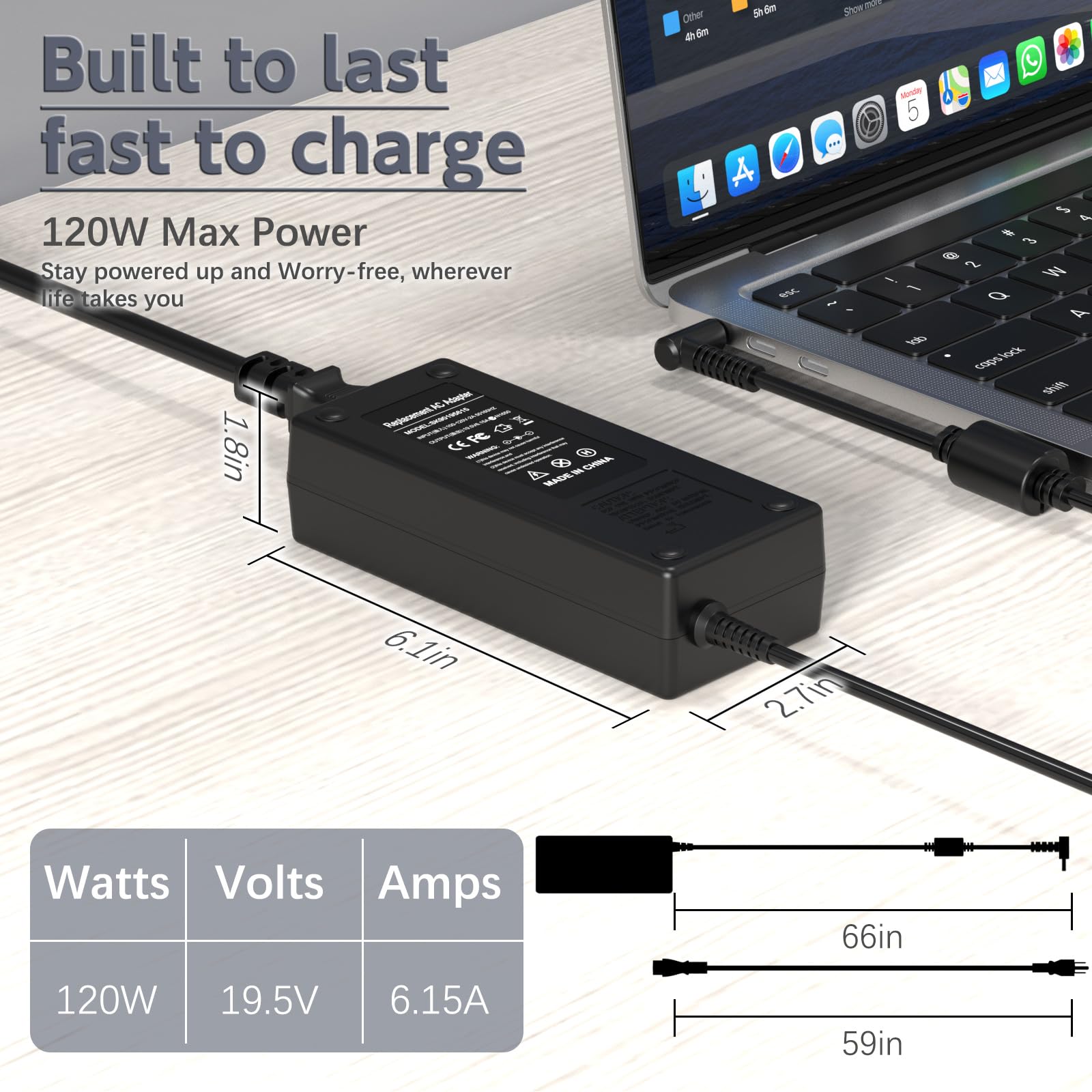 120W Hp Laptop Charger For Hp Usb-C Dock G5 5Tw10Aa, 5Tw10Ut, 5Tw10Aa#Abb, 5Tw10Ut#Aba; Usb-C/A Universal Dock G2 5Tw13Aa; Envy