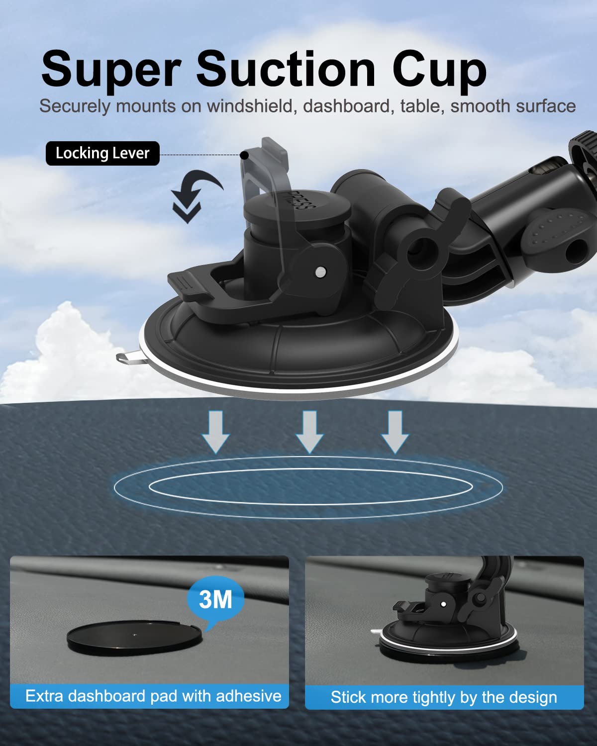 Dosvsi Windshield Car Tablet Mount, Heavy Duty Window Dashboard Tablet Holder, 95Mm Powerful Suction Mount For Ipad Pro 12.9 11