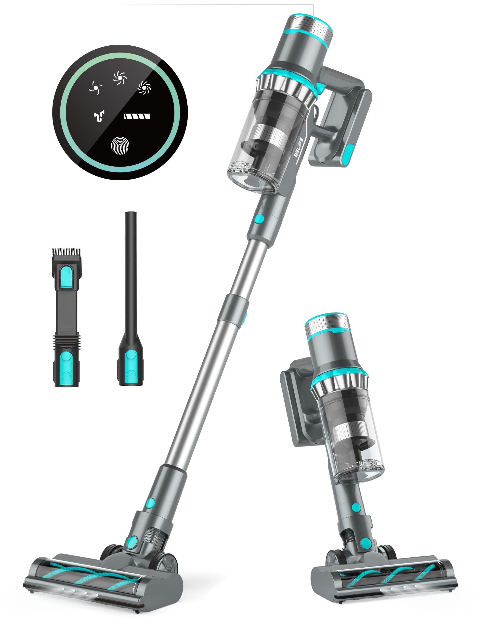 Belife Bvc11 Cordless Vacuum Cleaner, 450W 38Kpa Stick Vacuum With 50 Mins Runtime, 13000Rpm Burshless Motor, Powerful Vacuum Cl