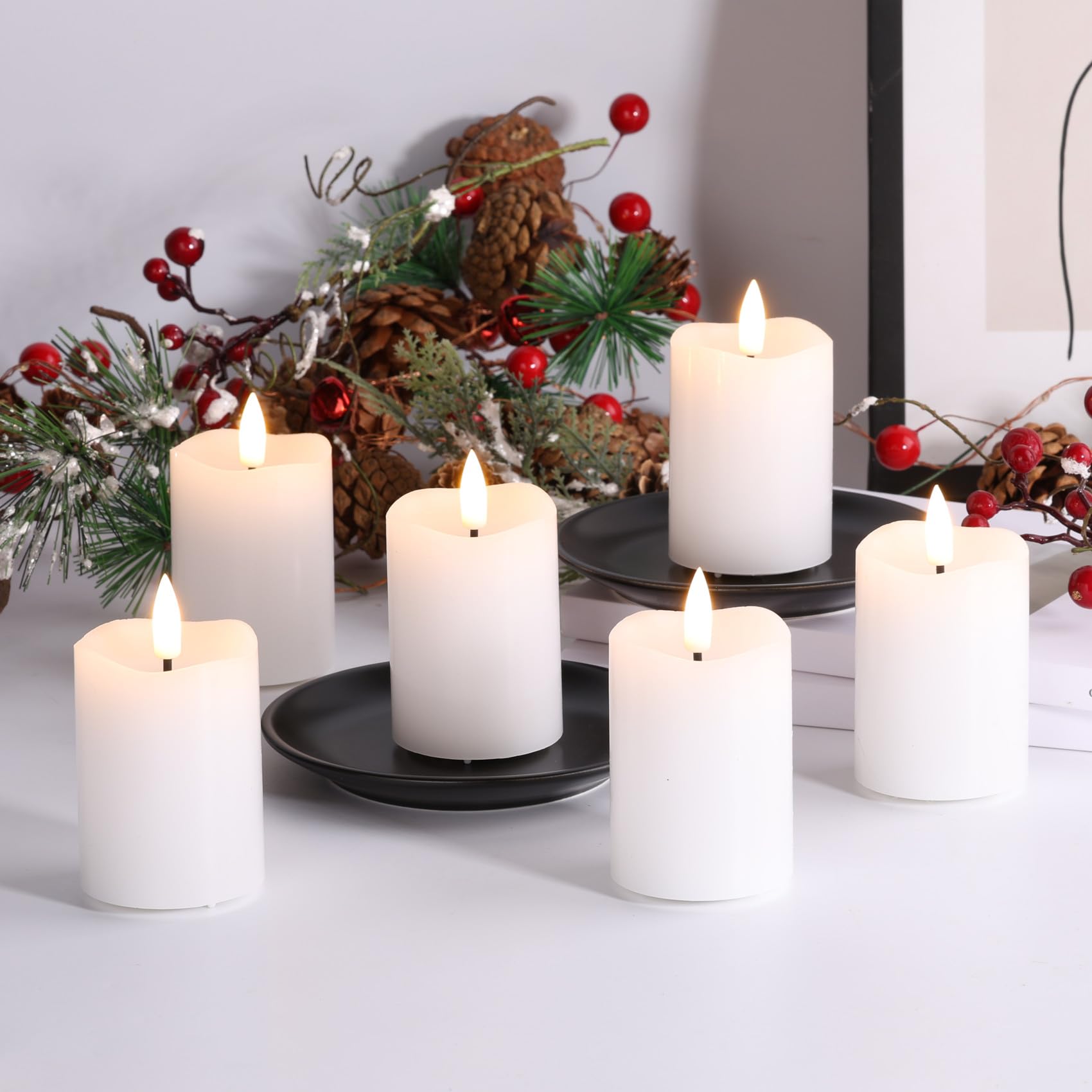 Eywamage White Real Wax Flameless Votive Candles With Remote Timer, Flickering Led Candles Batteries Included F 2'' H 3''