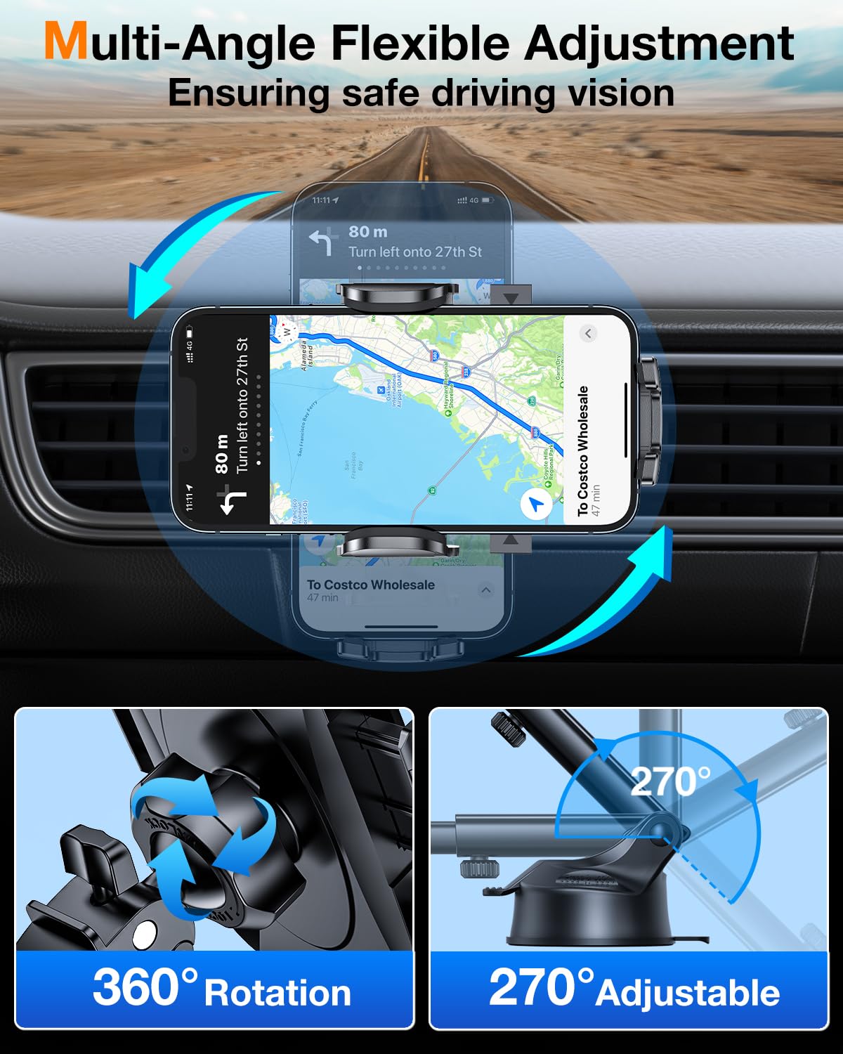 Htu [True Military-Grade] 2025 Upgraded Car Phone Holder ?Safety Certs & No Smell? Cell Phone Holder For Car Mount For Dashboard