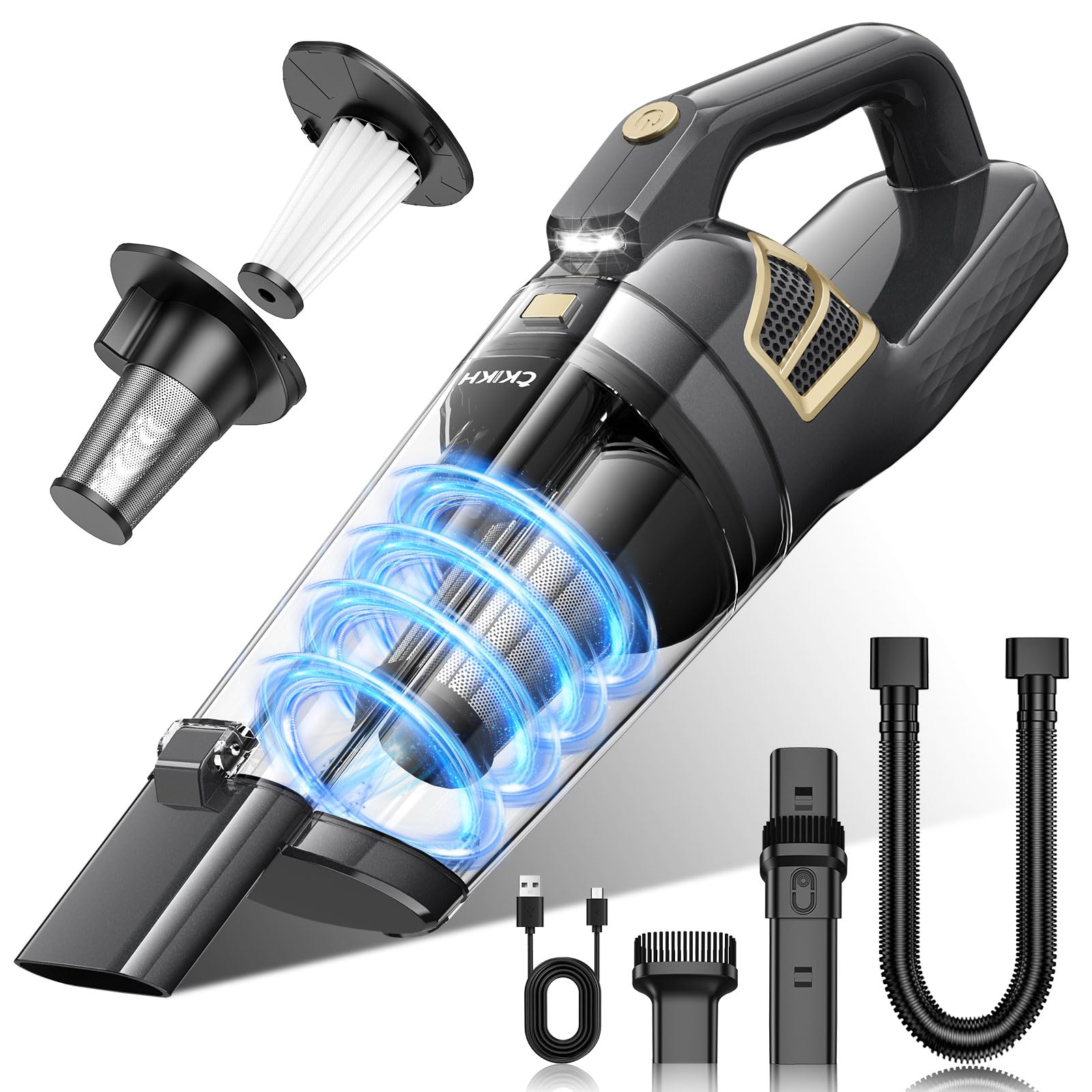 CKIKH Handheld Vacuum Cordless, 15000PA Hand Held Car Vacuum Cleaner