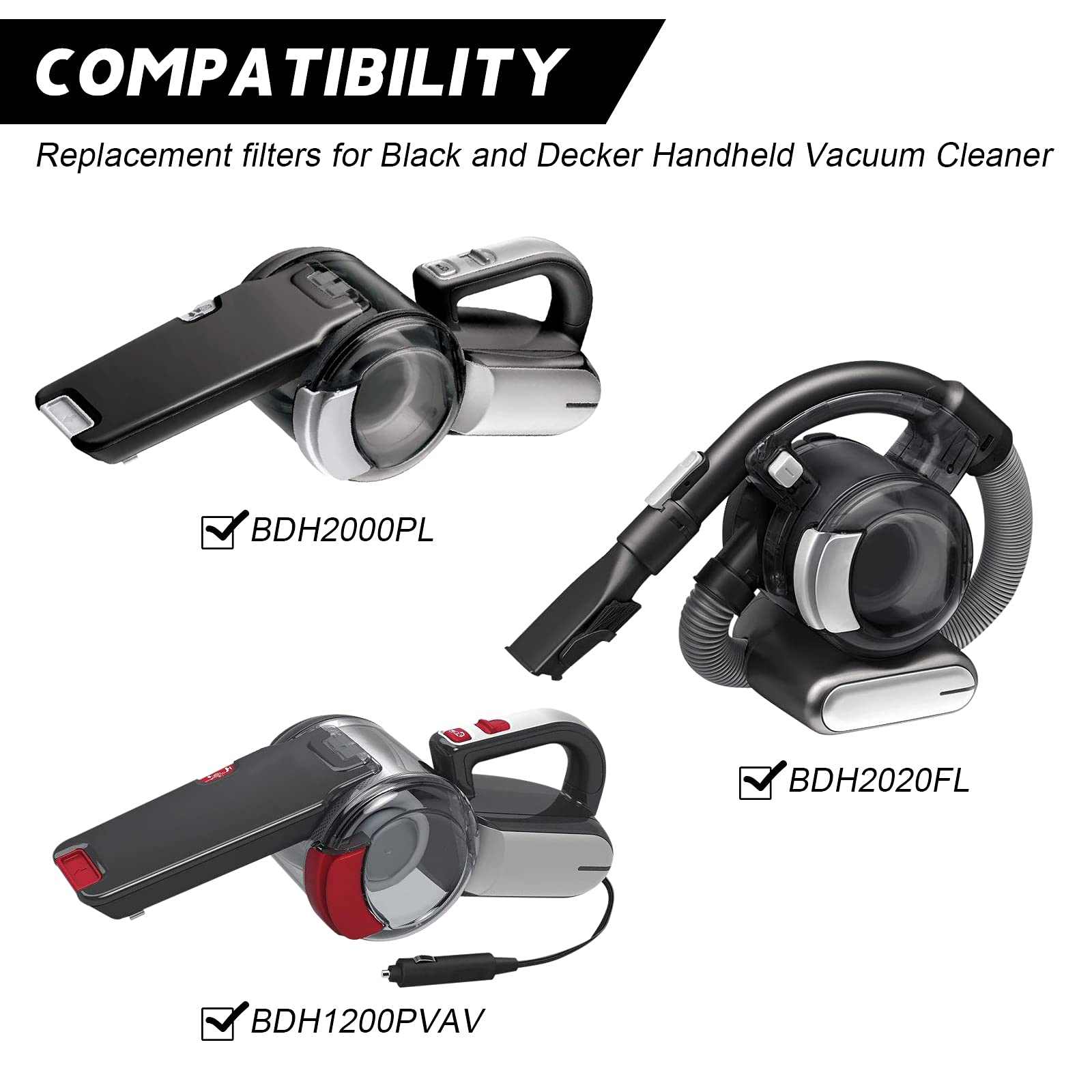 Keepow Pvf110 Replacement Filters For Black & Decker Bdh2000Pl Pivot Vacuum (8 Pack)