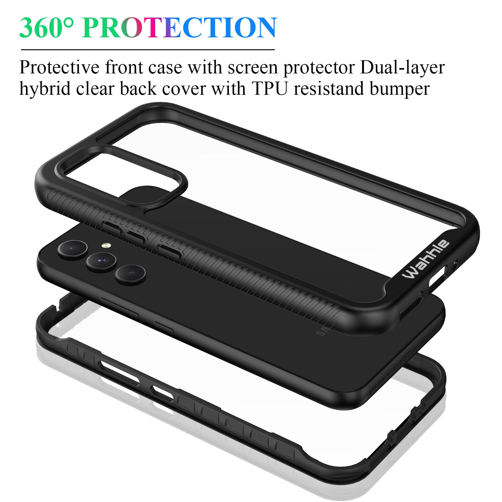 Wahhle Compatible With Samsung Galaxy A54 Case, Built In Screen Protector Full Body Shockproof Slim Fit Bumper Protective Phone
