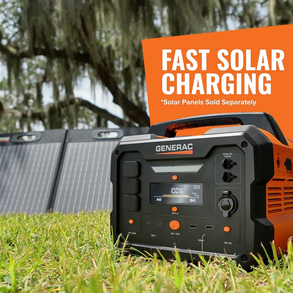 Generac 1086Wh Portable Power Station With Lithium-Ion Battery - Clean, Emission-Free Power - Wirless Charging Pad And Compact D