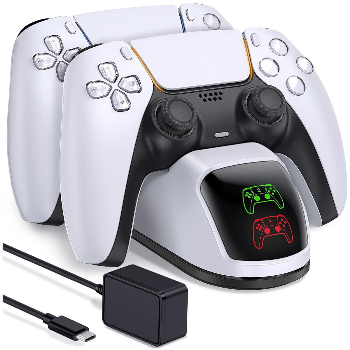 Ps5 Controller Charging Station, Playstation 5 Dualsense Controller Charger Dock With Dual Stand, Upgrade Ps5 Slim Controller Ch