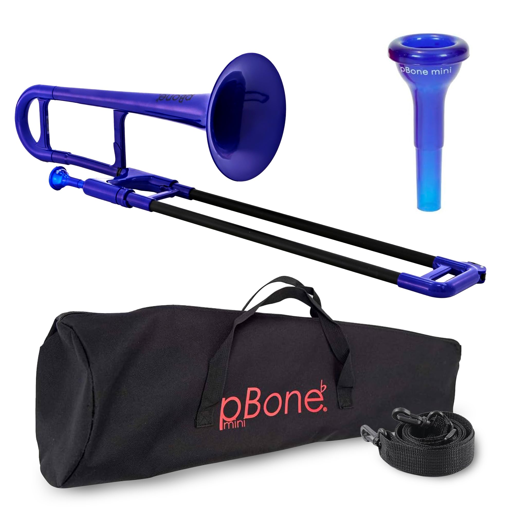 Pbone Pinstrument Plastic Kids Mini Trombone   Mouthpiece And Carrying Bag  Eb Authentic Sound For Student & Beginner  Durable A