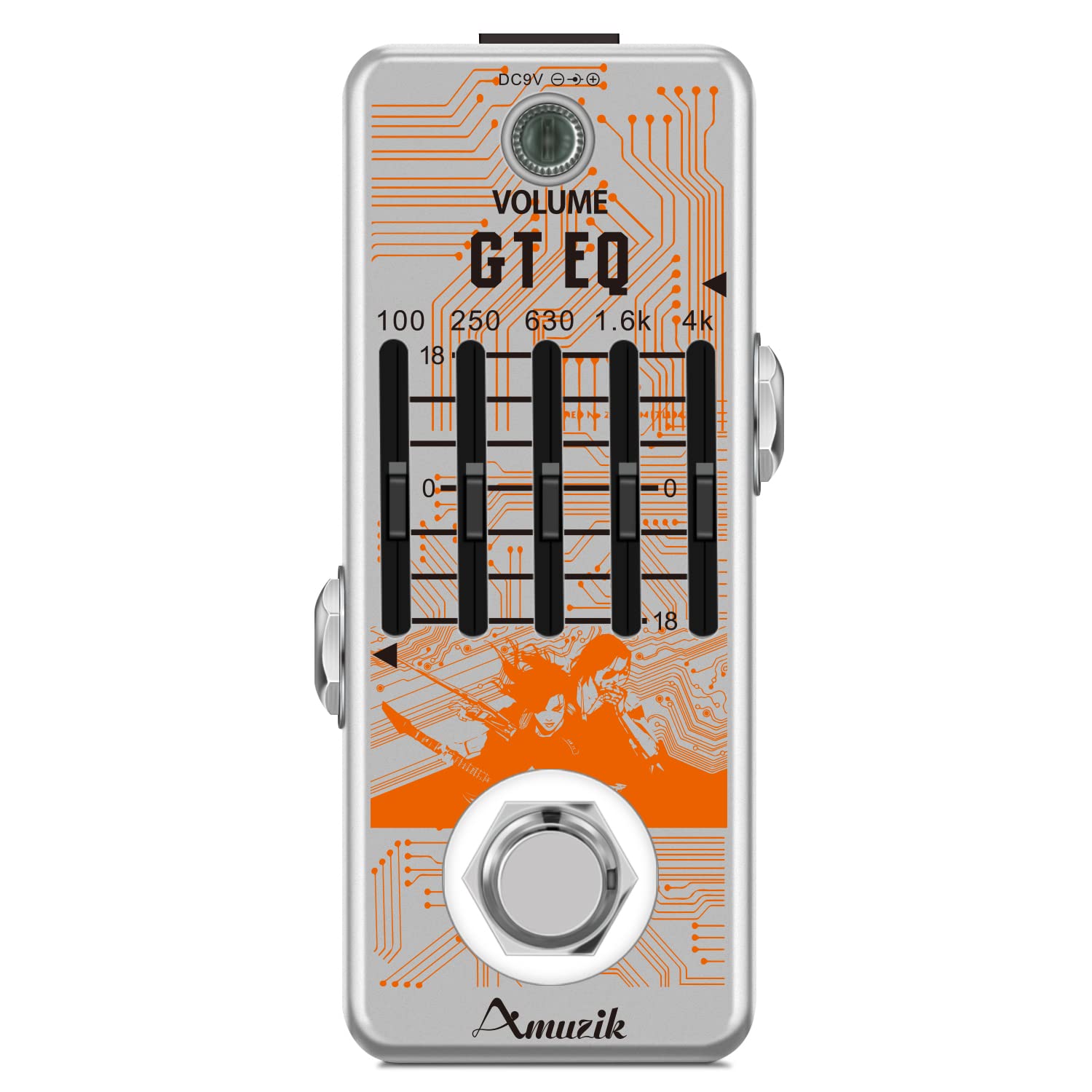 Amuzik EQ Pedal 5 Band Equalizer Effects Pedal Analog Graphic Equalization Guitar Effects Pedals 18dB Range
