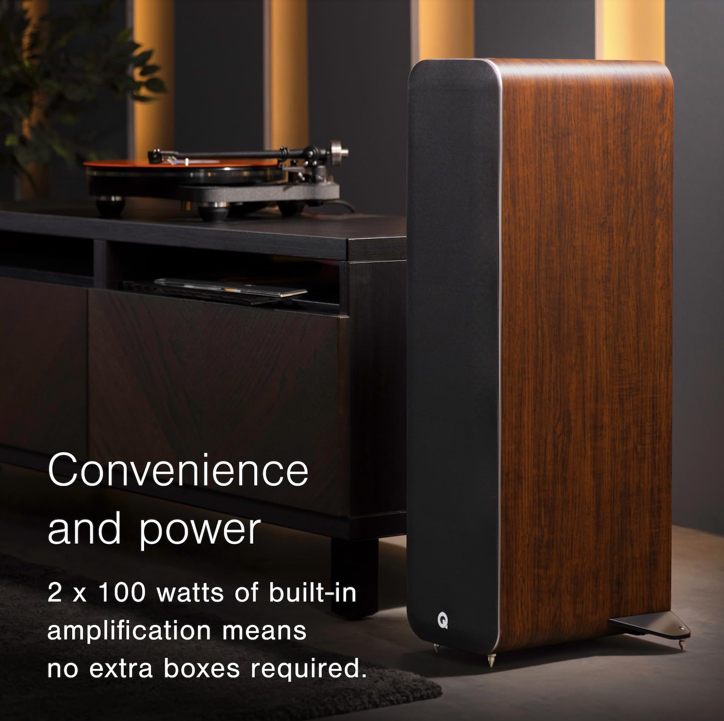 Q Acoustics M40 Bluetooth Floor Standing Speakers, 5" Driver, 0.9" Tweeter, 38Hz-22kHz, Black