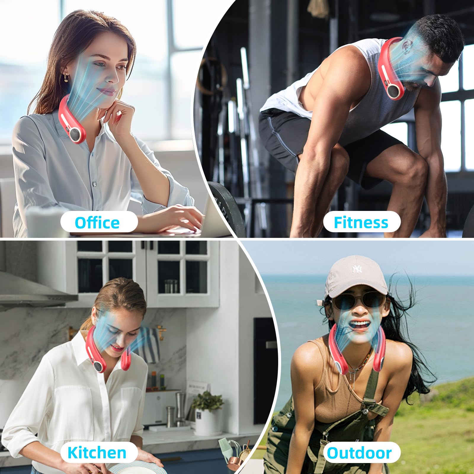 Portable Neck Fan,Hands Free Personal Wearable Bladeless Fan,6000Mah Usb Rechargeable,360 Cooling,Led Display,4-Speeds,Birthday